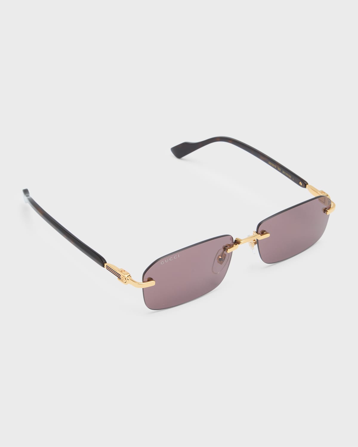 Gucci 125th Street Rimless 56mm Rectangular Sunglasses In Gold/brown