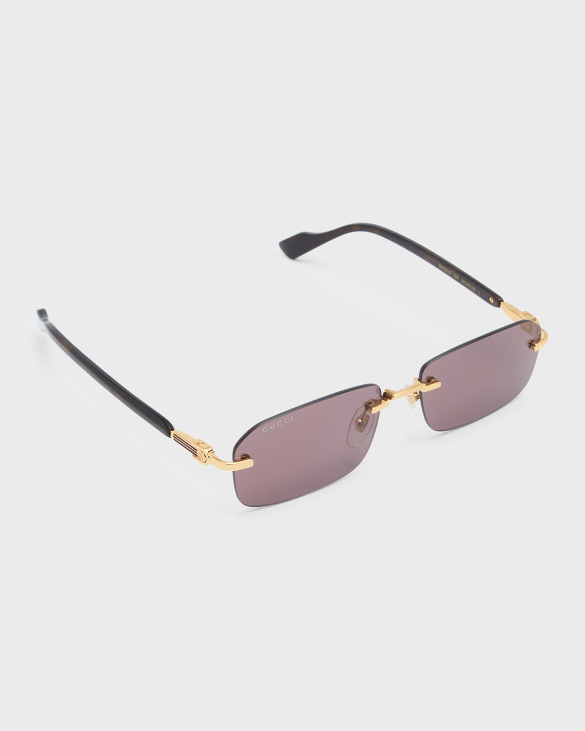 GUCCI MEN'S RIMLESS METAL RECTANGLE SUNGLASSES