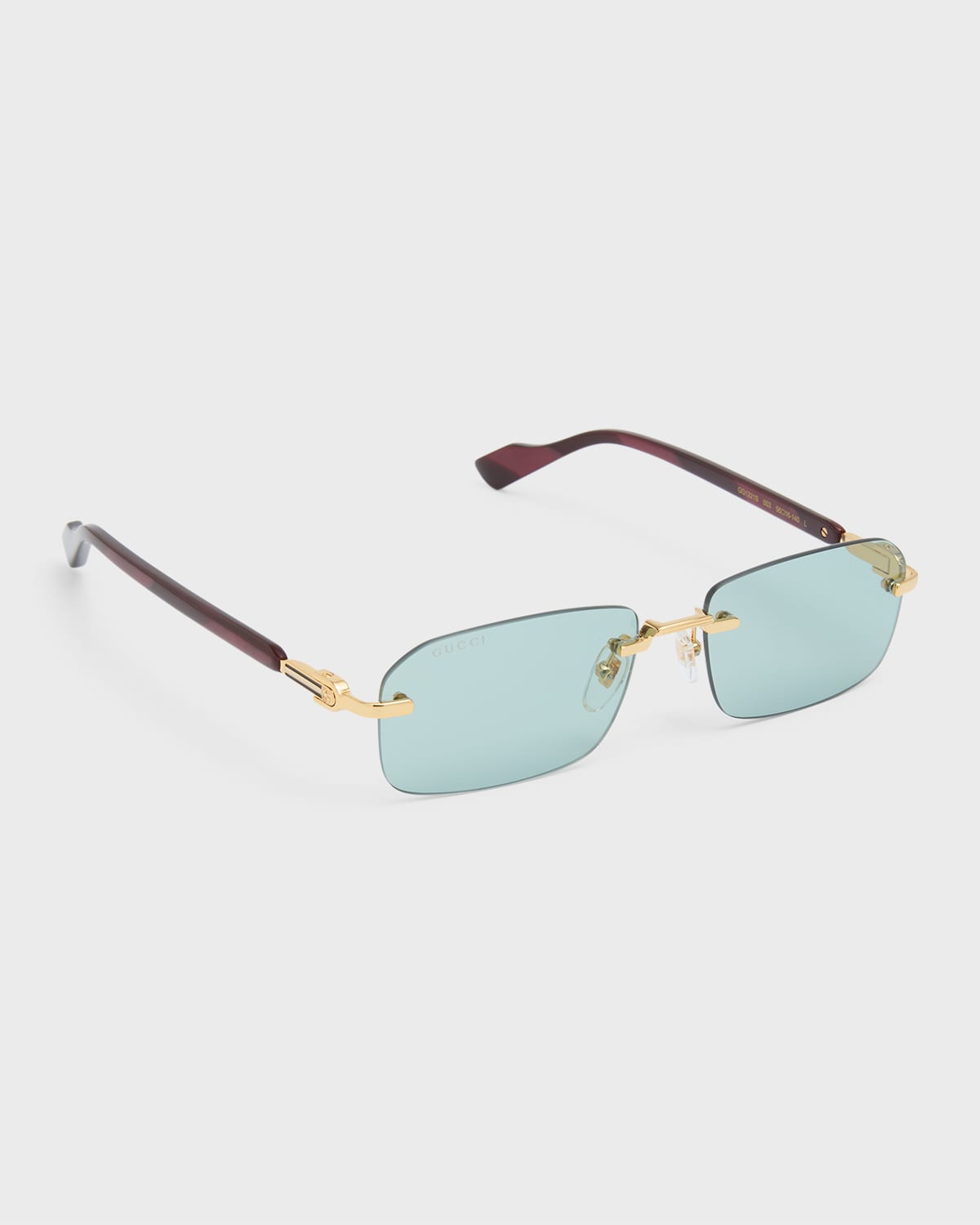 GUCCI MEN'S RIMLESS METAL RECTANGLE SUNGLASSES