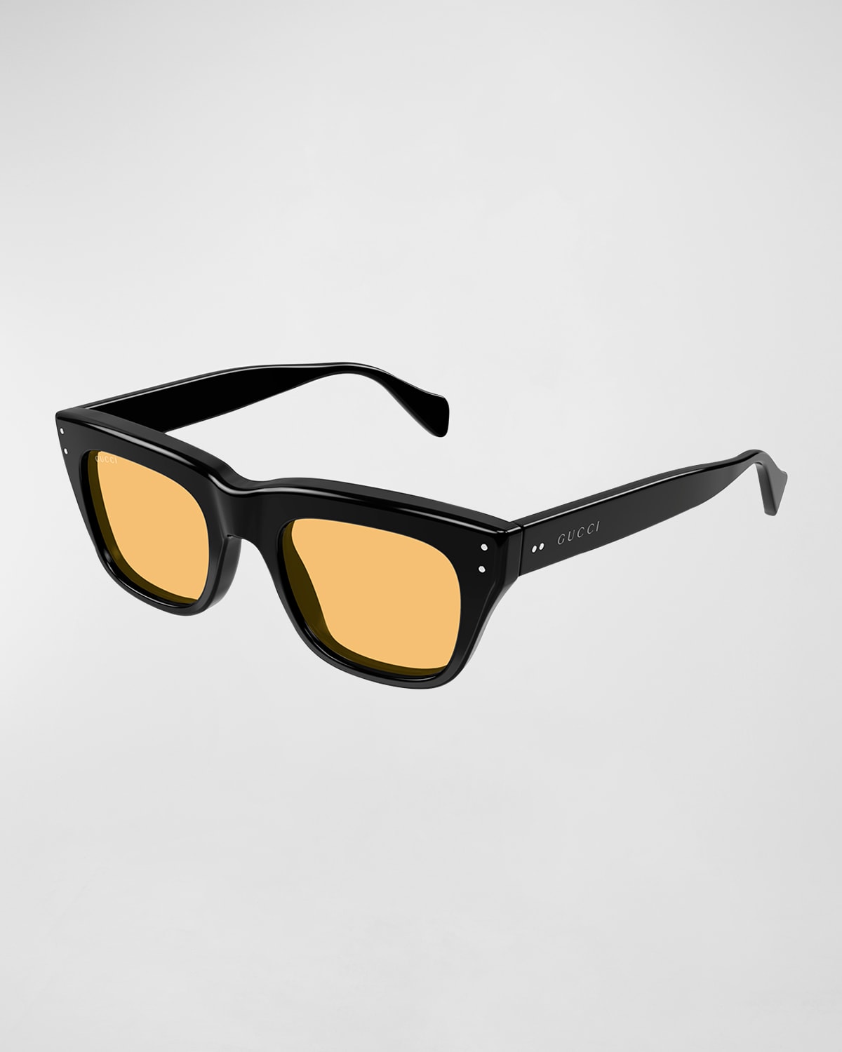 Gucci Men's Logo Rectangle Acetate Sunglasses In Shiny Black