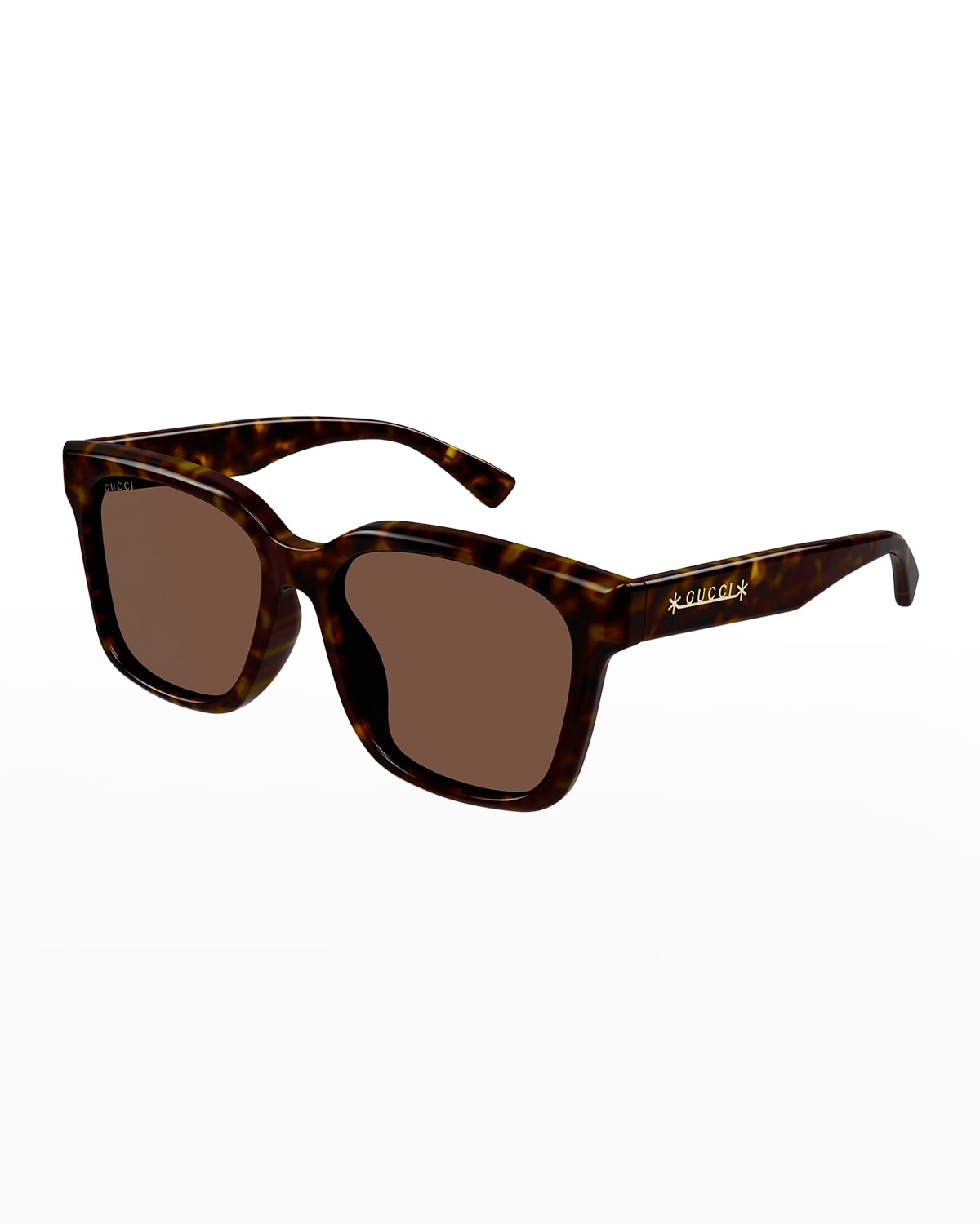 Gucci Men's Rectangle Logo Sunglasses In Dark Havana