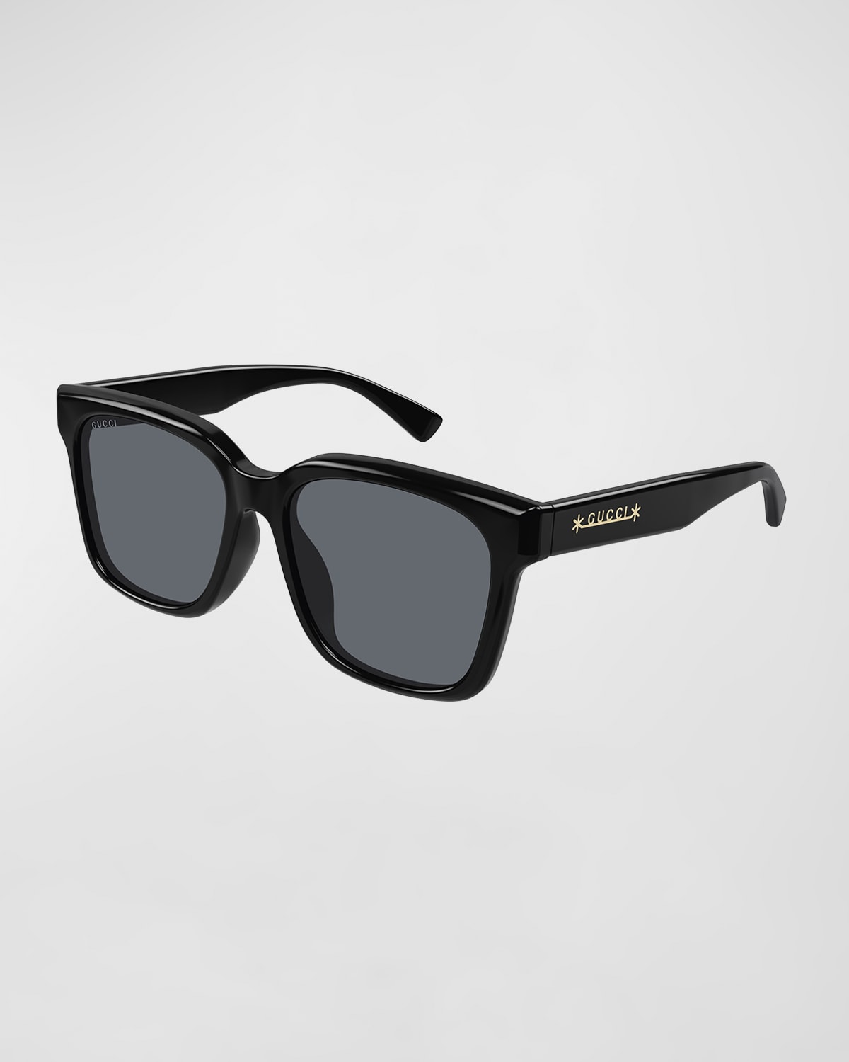 Shop Gucci Men's Rectangle Logo Sunglasses In Black