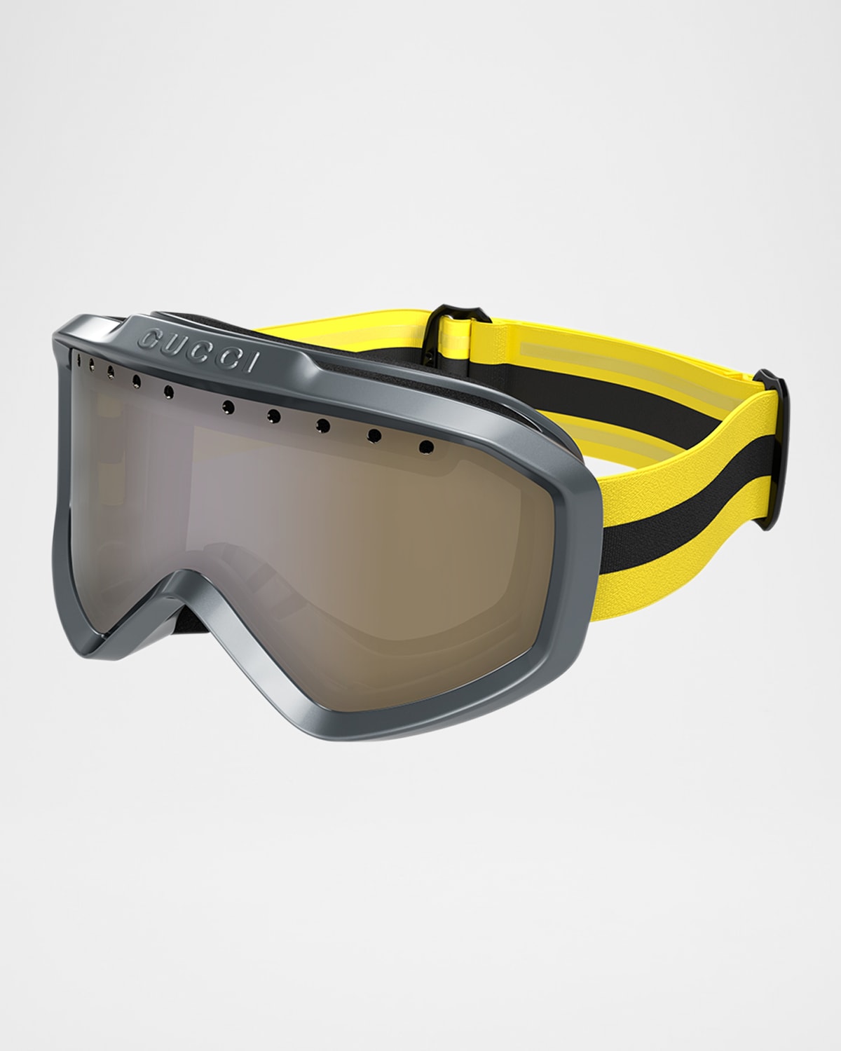 Gucci Ski Goggles In Shiny Metallic Dark Ruthenium