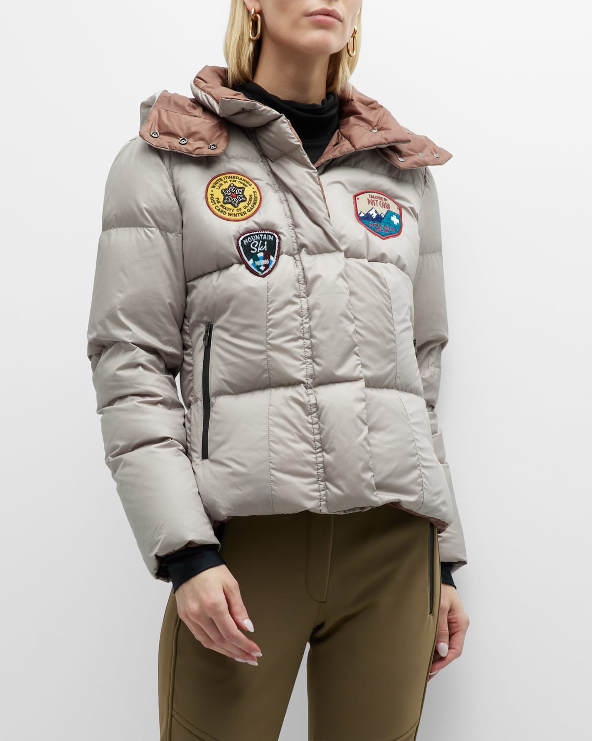 Courchevel Puffer Coat with Embroidered Patch Details