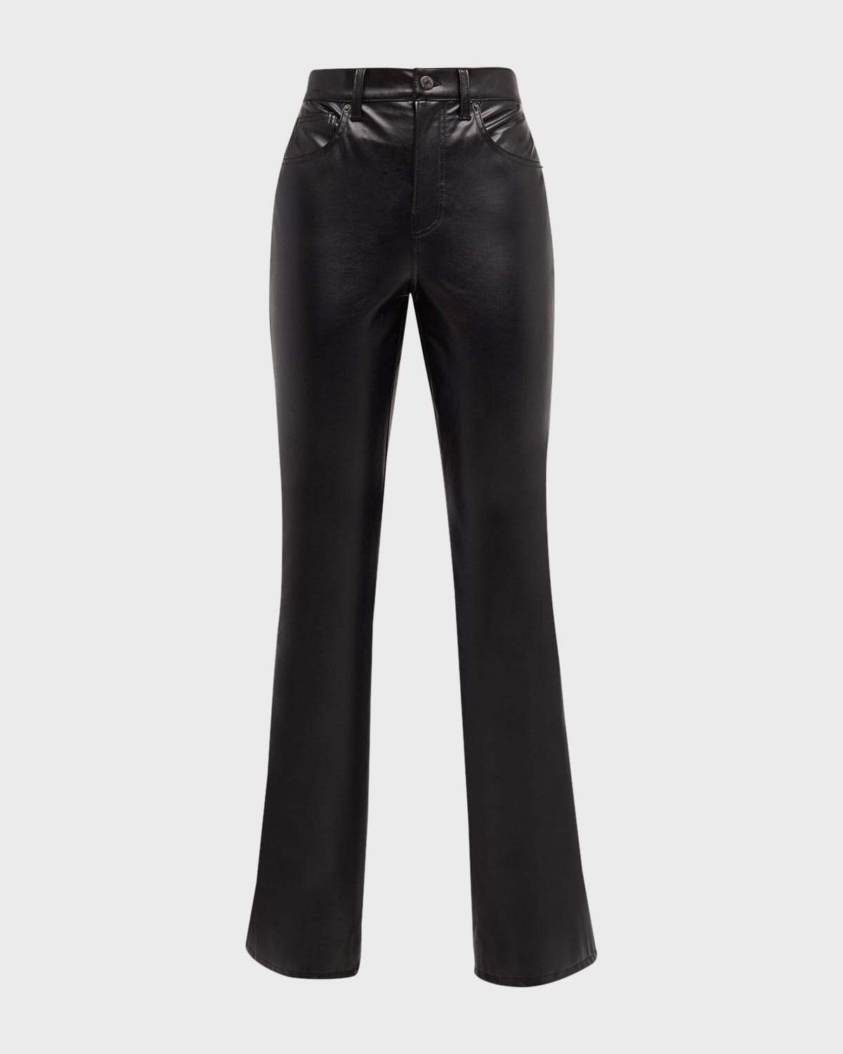 Shop Veronica Beard Jeans Beverly High-rise Skinny Flare Faux Leather Jeans In Black
