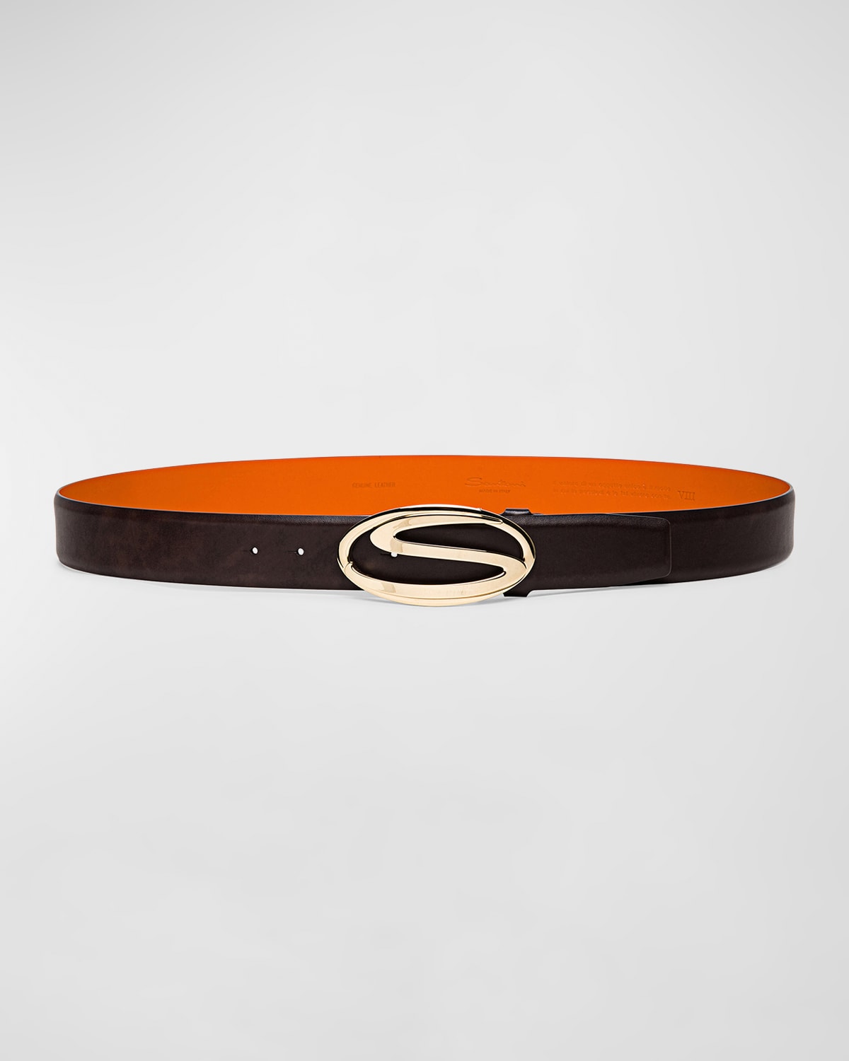 Men's Oval S-Logo Cuttable Leather Belt
