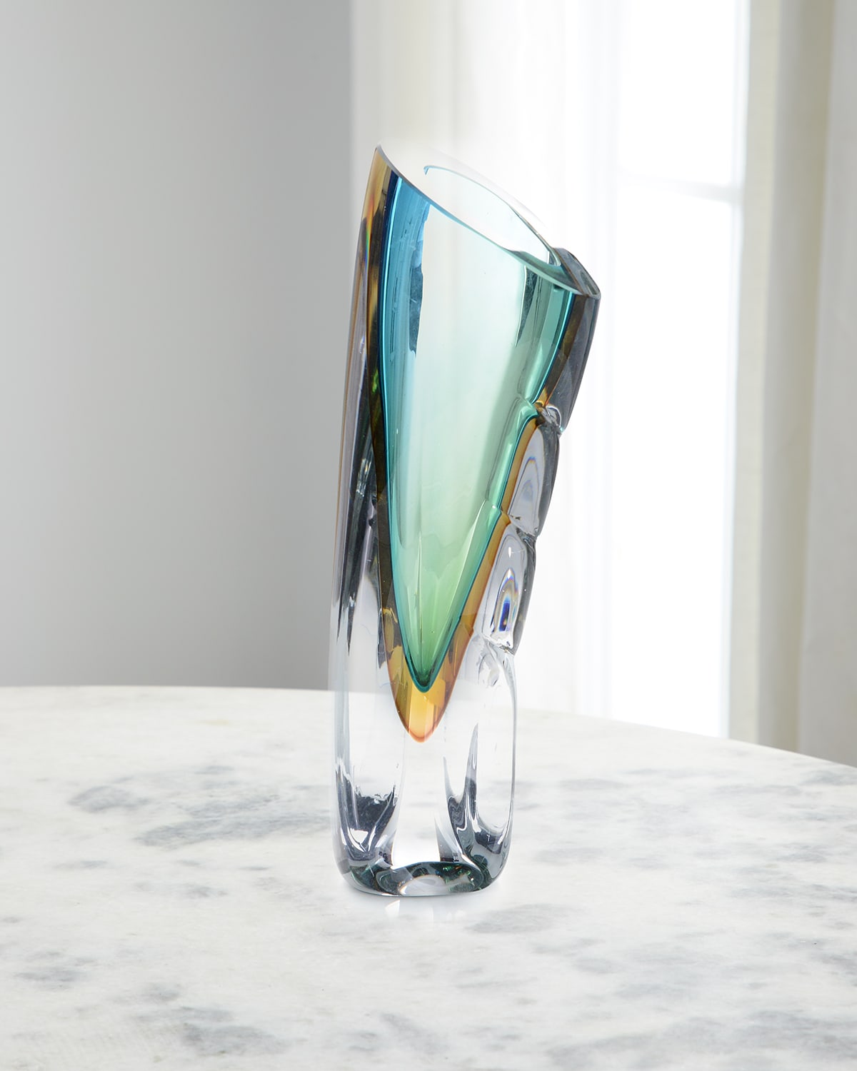 Shop John-richard Collection Hand-blown Curved Glass Vase Ii In Multi