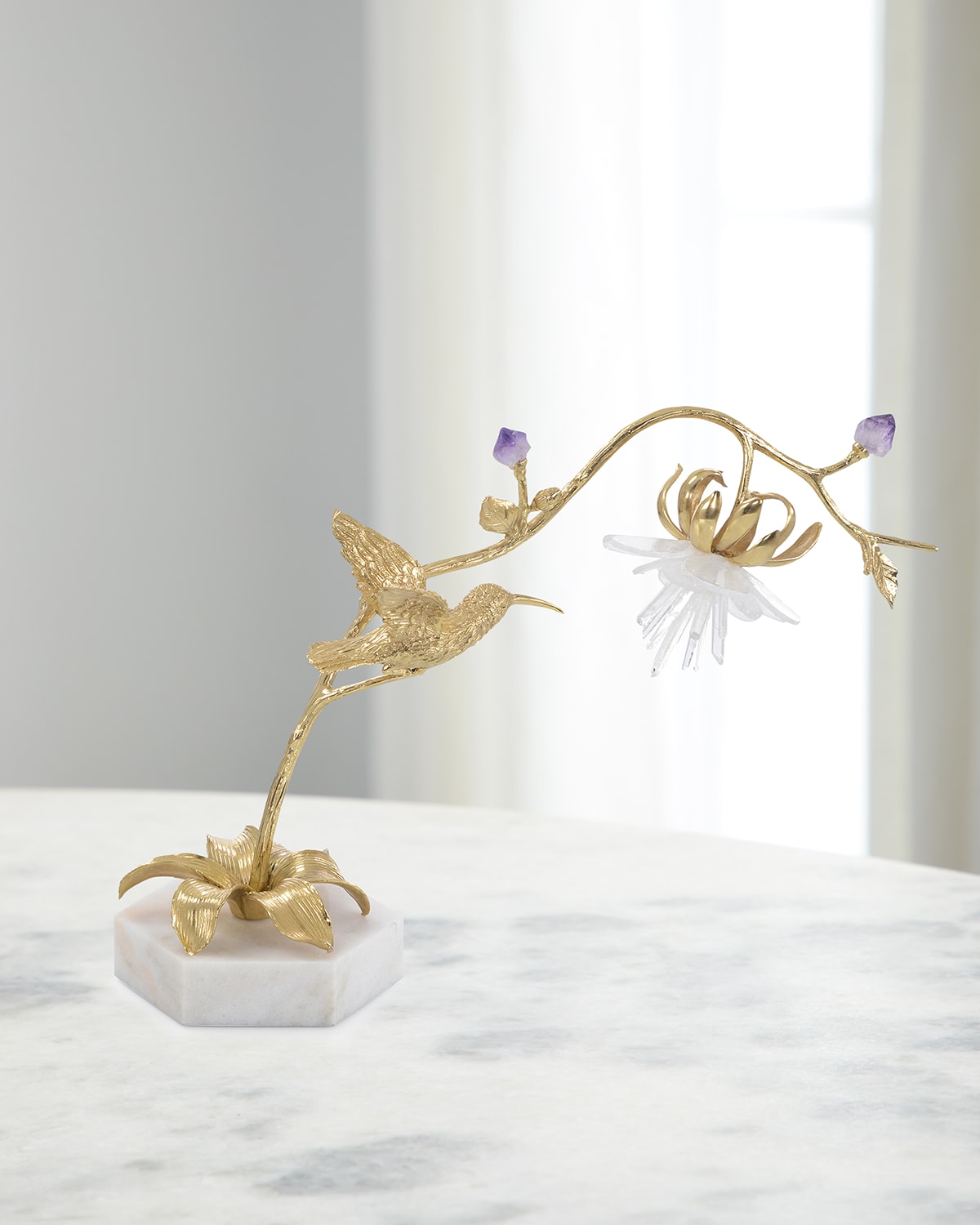 John-richard Collection Hummingbird Selenite Sculpture Ii In Multi