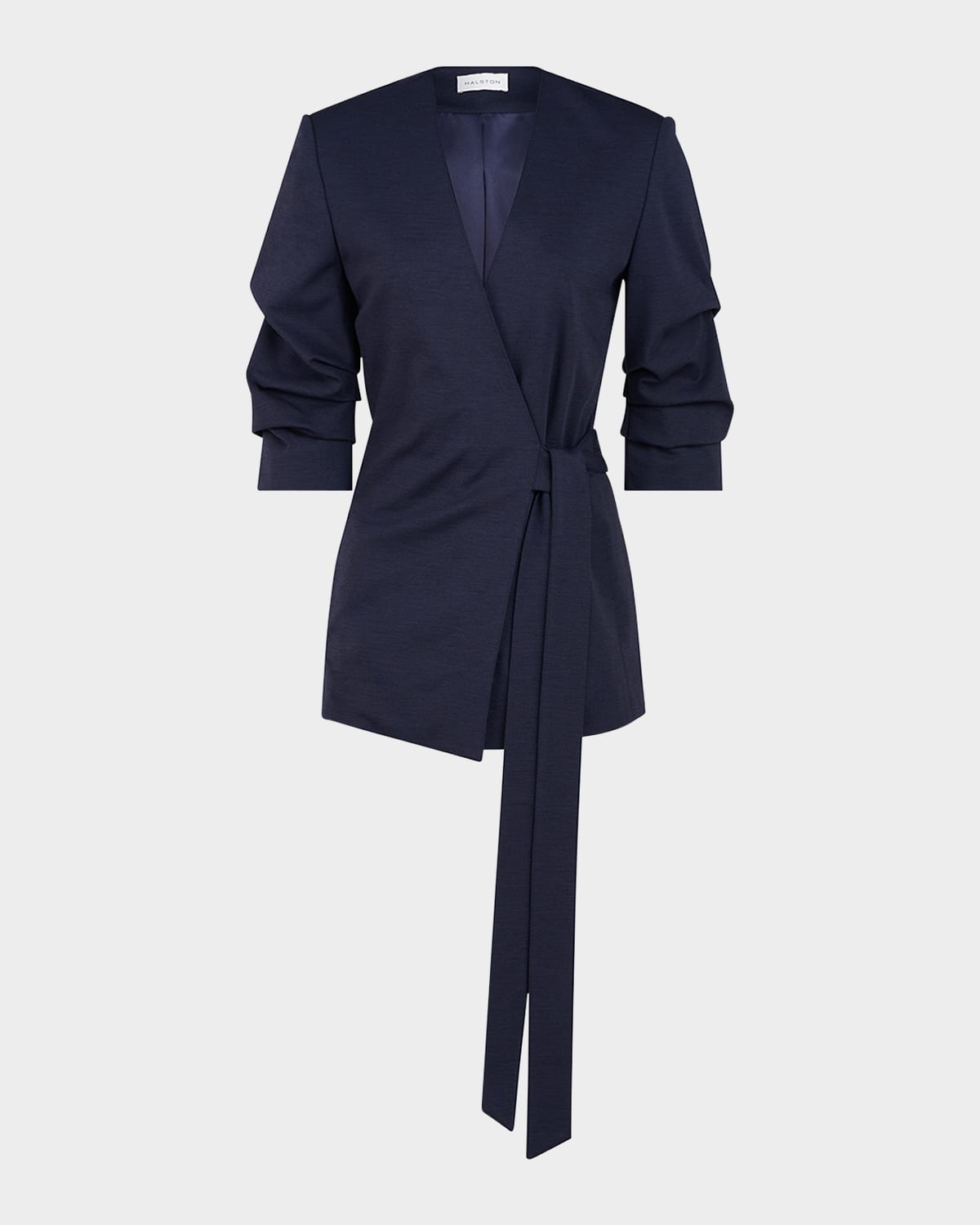 Halston Women's Bexley Wool-blend Self-tie Wrap Jacket In Midnight