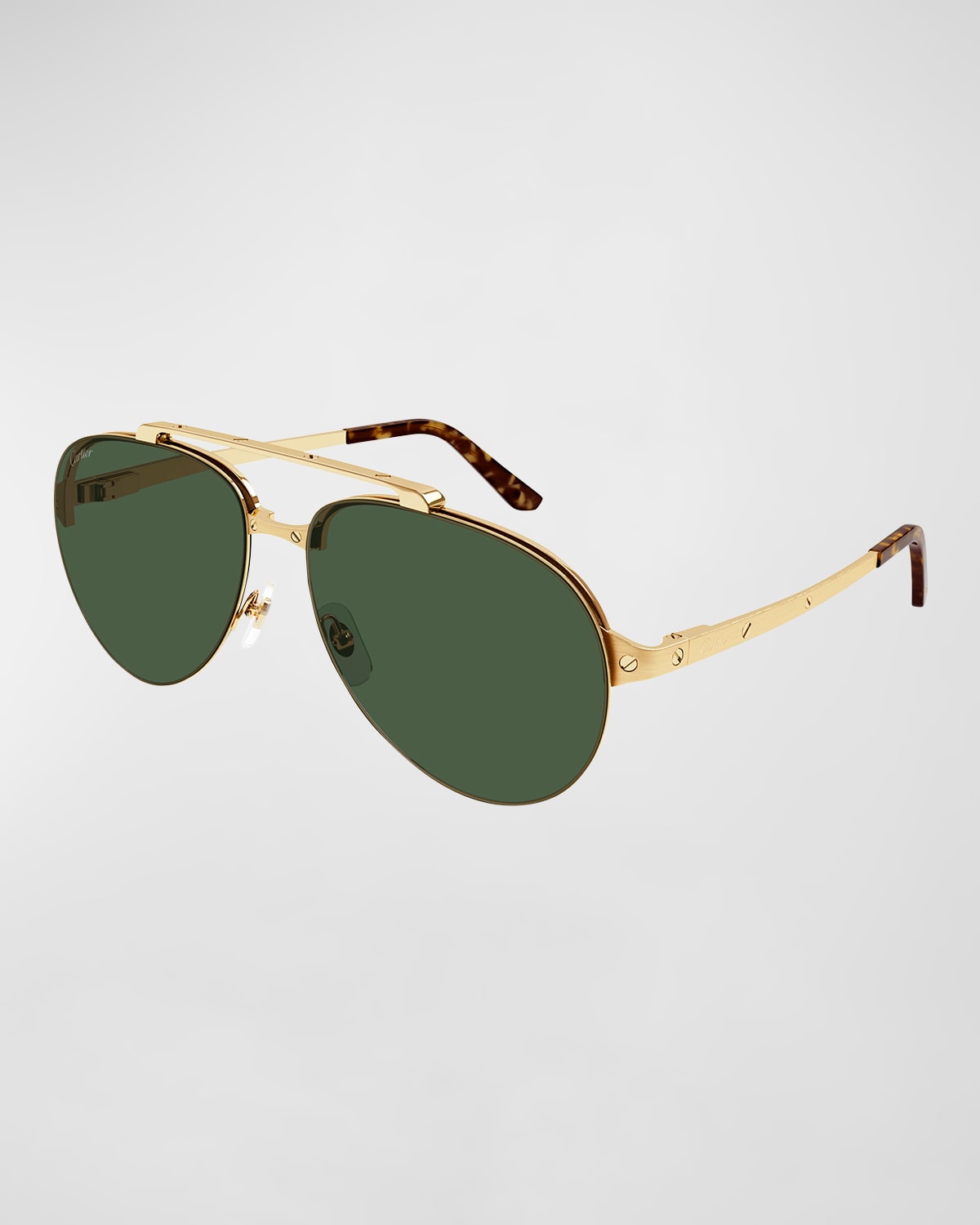 Cartier Men's Metal Double-bridge Aviator Sunglasses In Gold