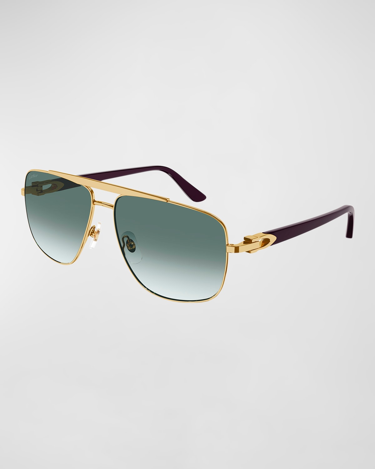 Shop Cartier Men's Gradient-lens Aviator Sunglasses In Gold
