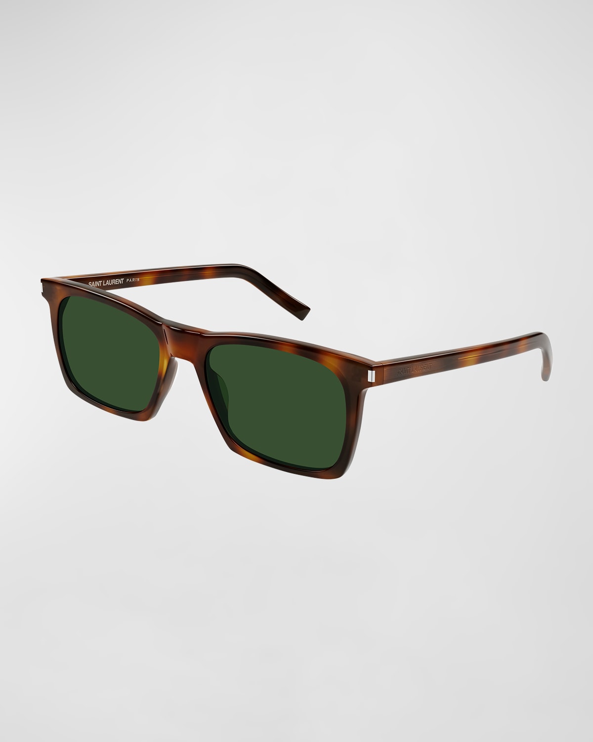 Saint Laurent Men's Slim Acetate Rectangle Sunglasses In Brown Multi