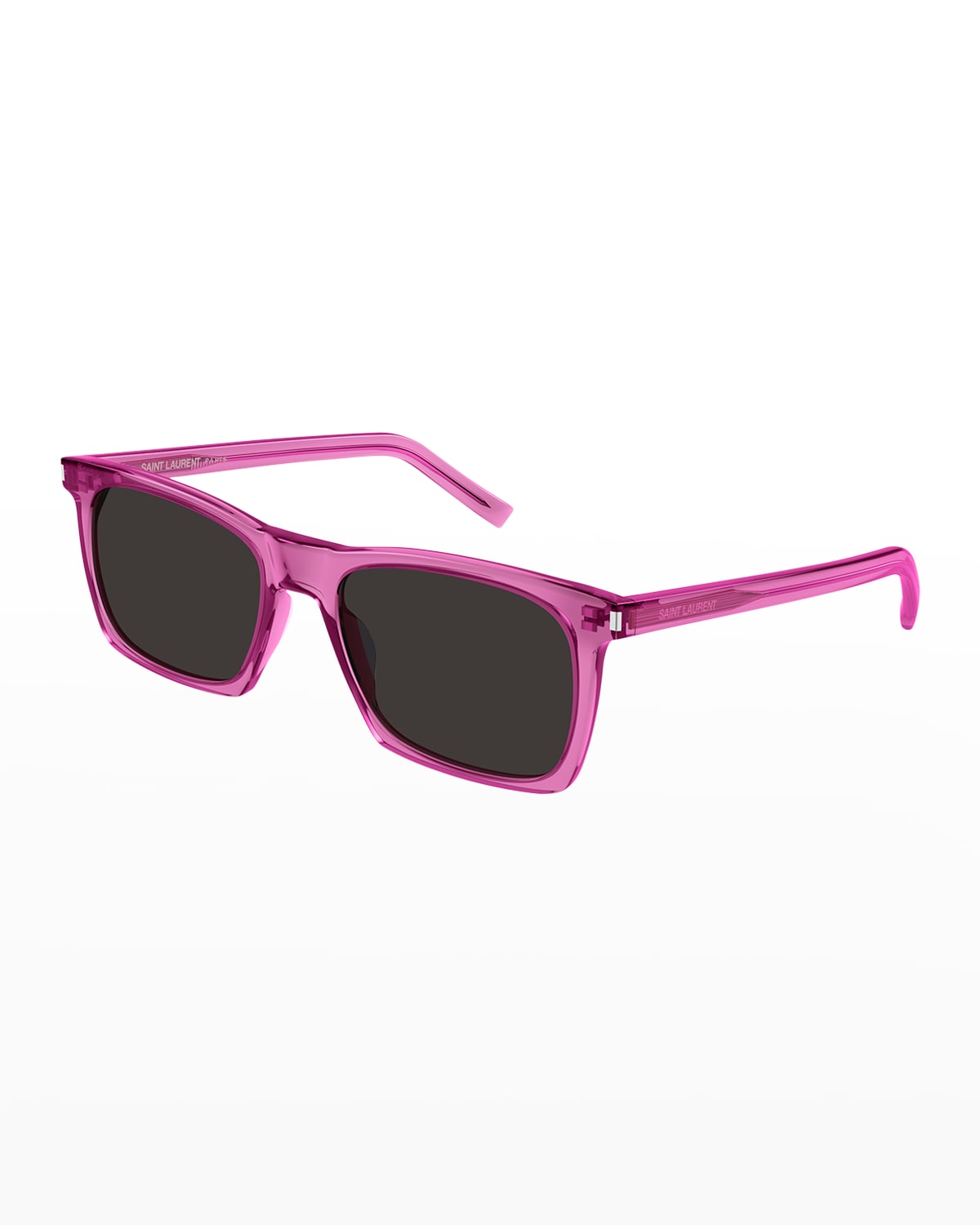 Saint Laurent Men's Slim Acetate Rectangle Sunglasses In Pink