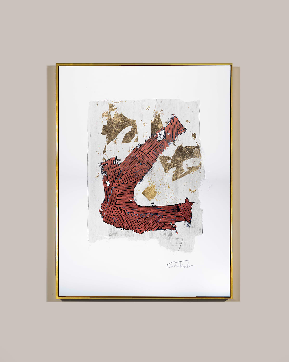 Rfa Fine Art Red & Golden Giclee In Red