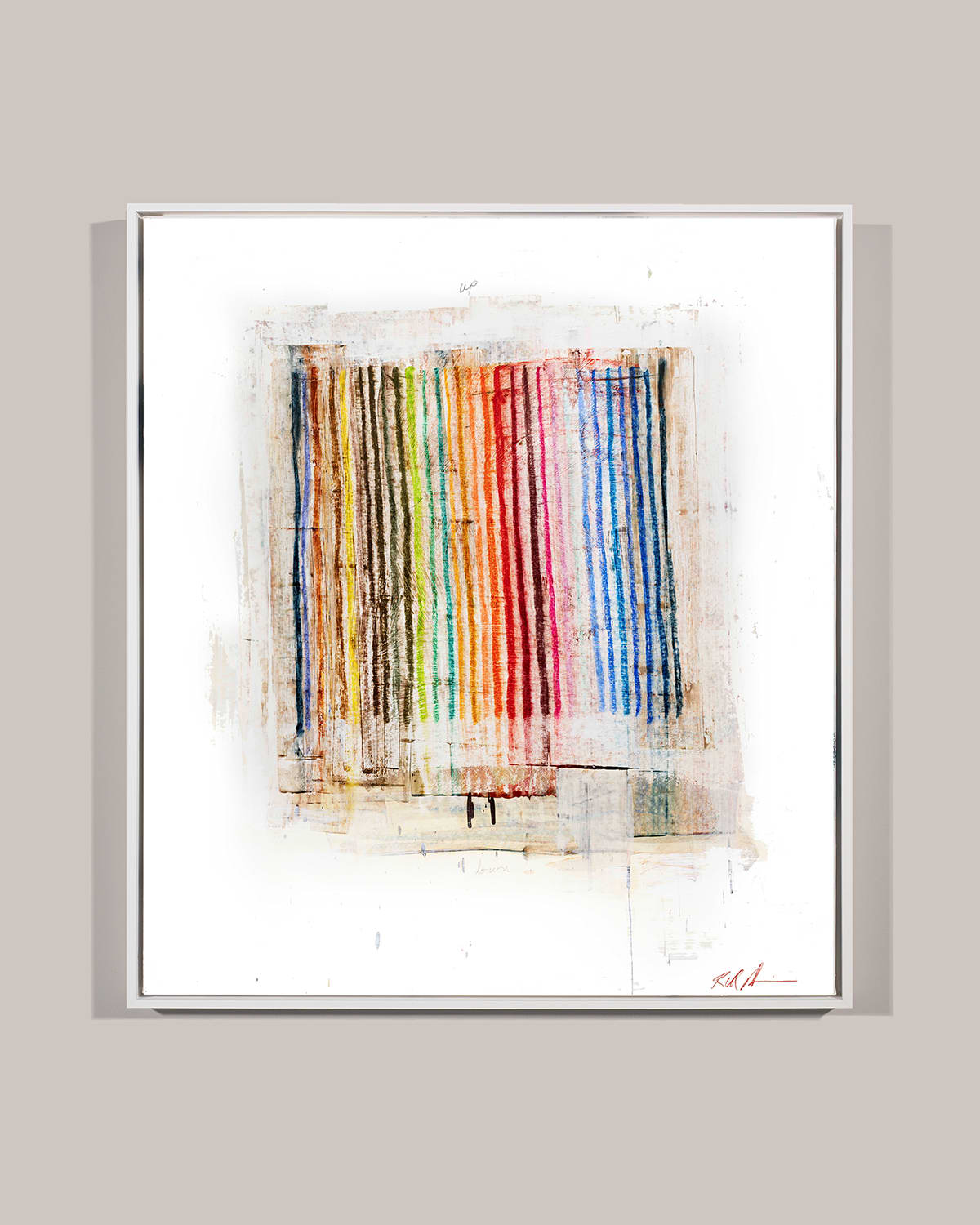 Shop Rfa Fine Art Vertical Rainbow Lines Giclee In Multi