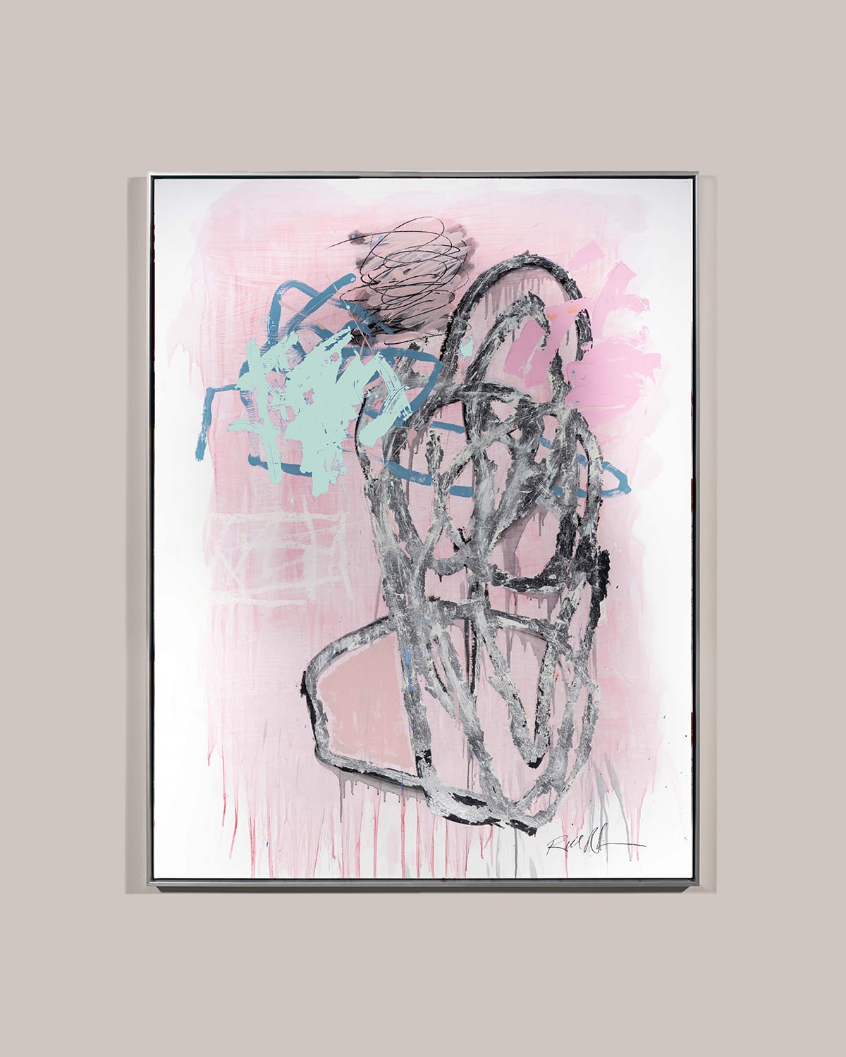 Shop Rfa Fine Art Seated Figure Silver Giclee By Robert Robinson In Pink