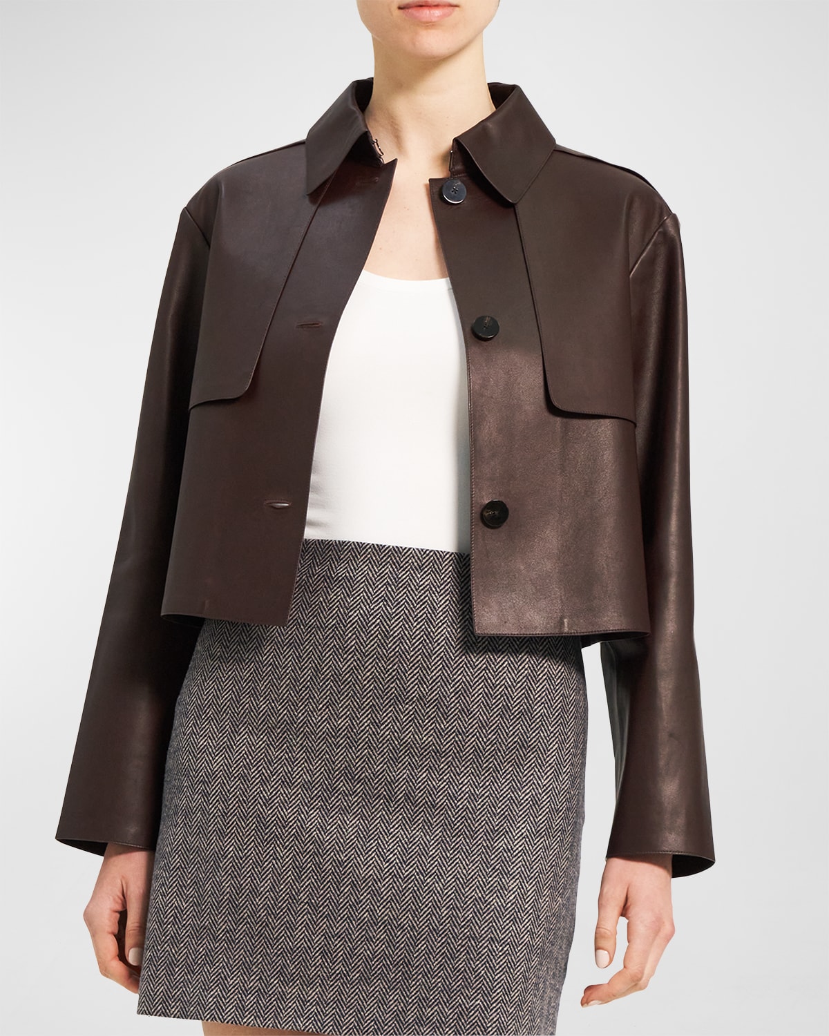 Theory leather trench coat on sale