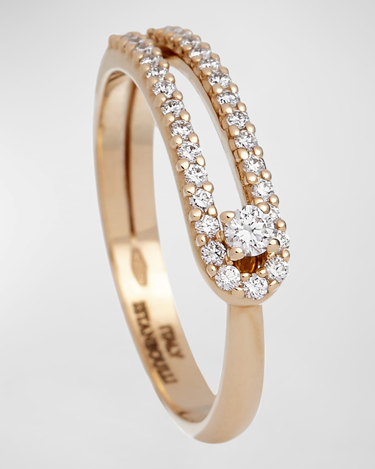 18K Yellow Gold Narrow Ring with Diamonds, Size 6