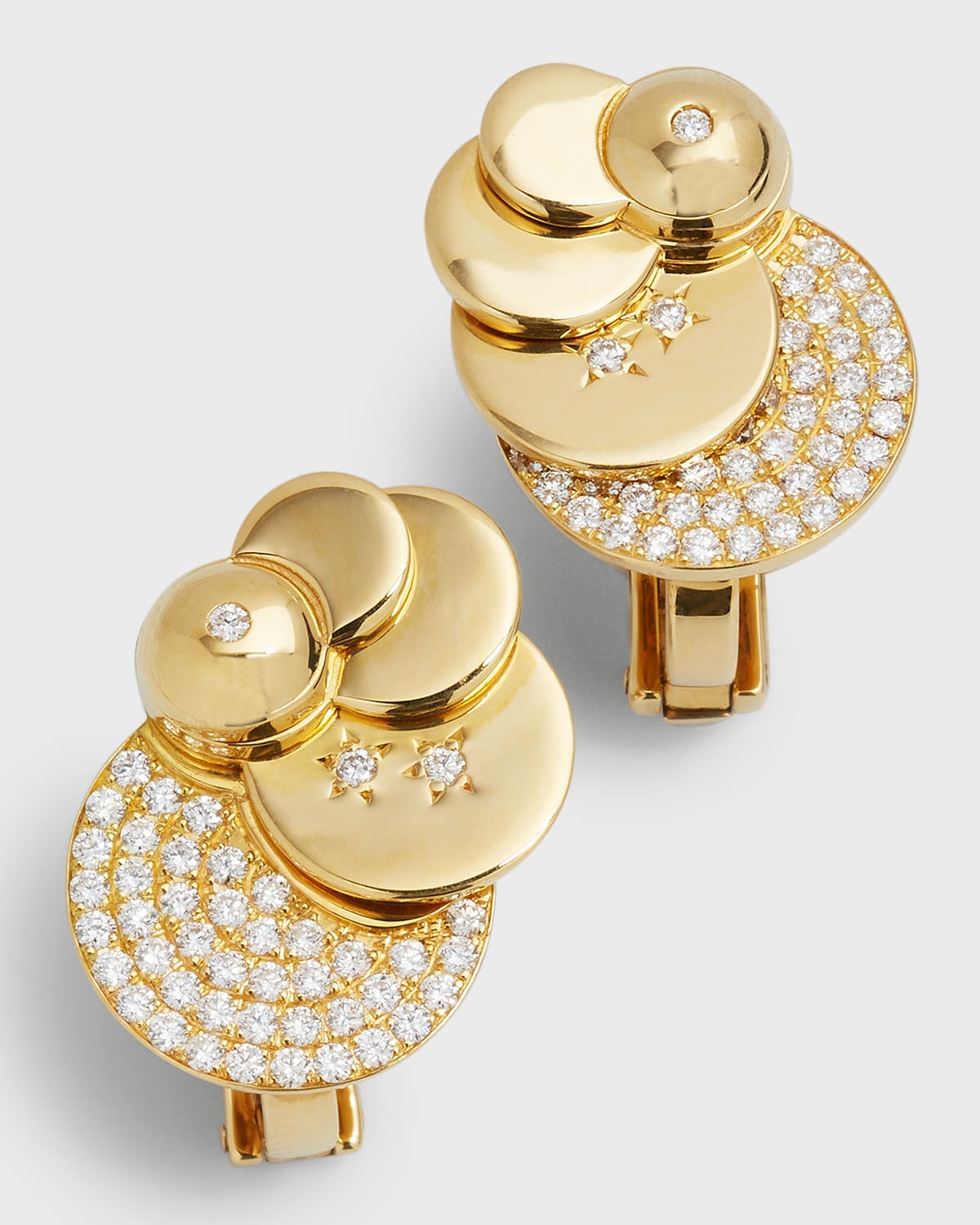 Krisonia 18K Yellow Gold Swirl Earrings with Diamonds