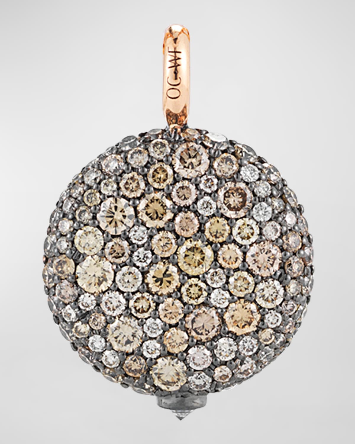 14mm Medium Pebble Pendant in 18K Rose Gold and Champagne Diamonds