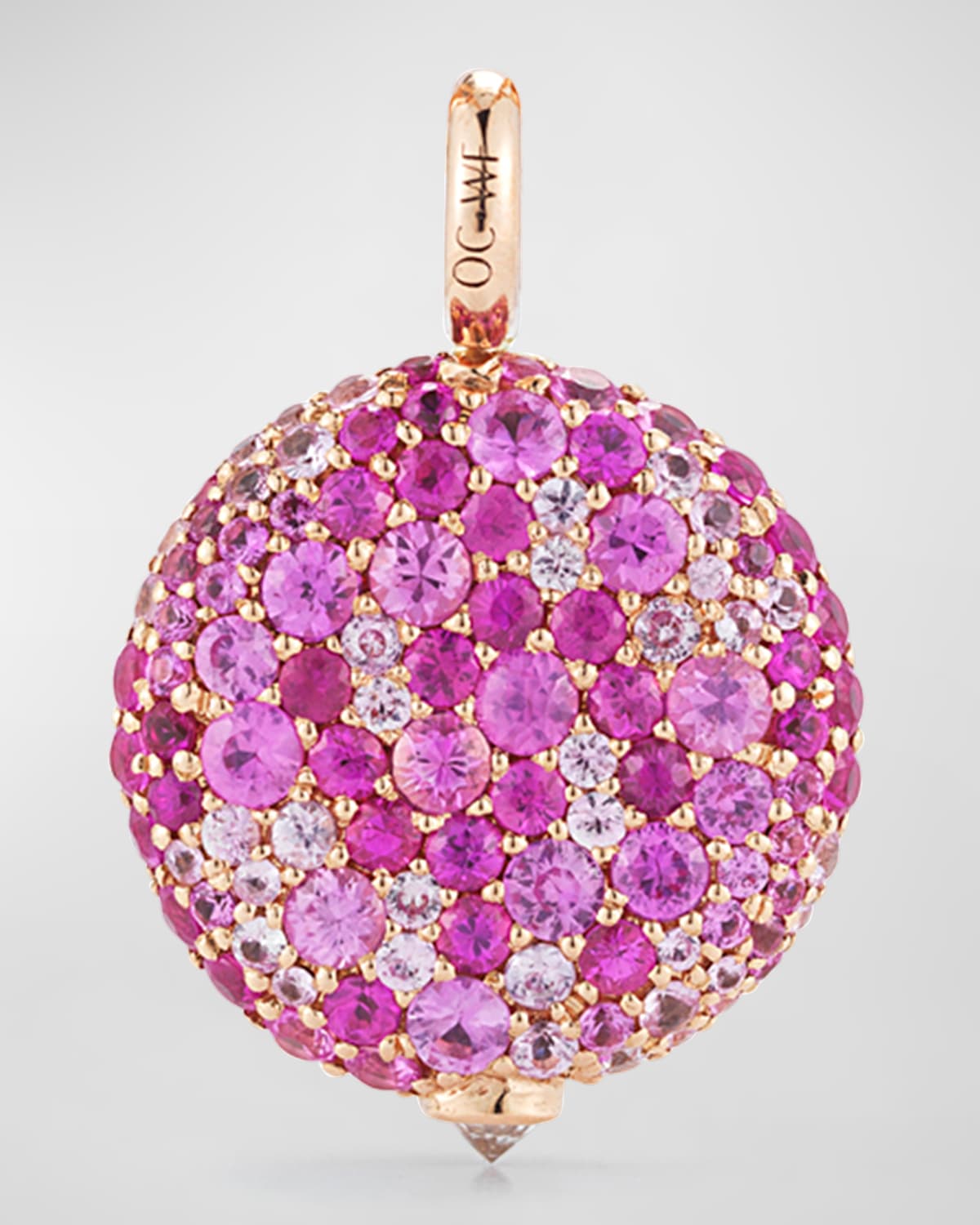 14mm Medium Pebble Pendant in 18K Rose Gold and Pink Sapphires