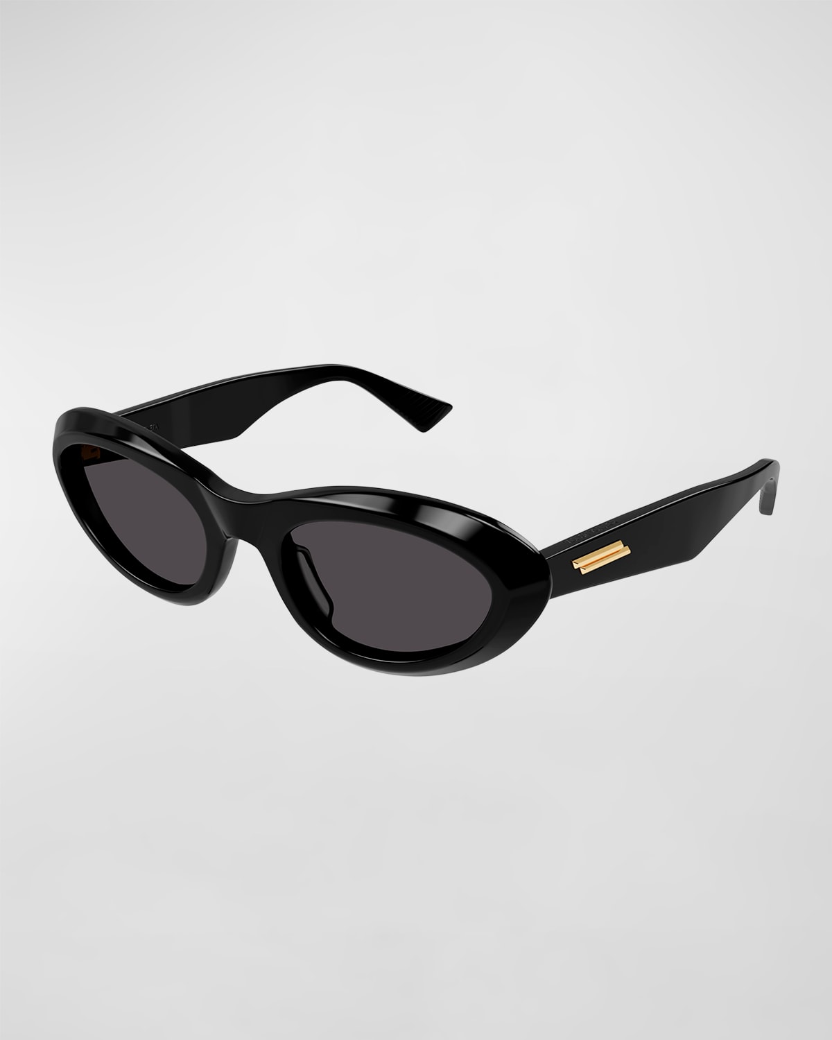 Bottega Veneta Eyewear Oval Frame Sunglasses In Shiny Black