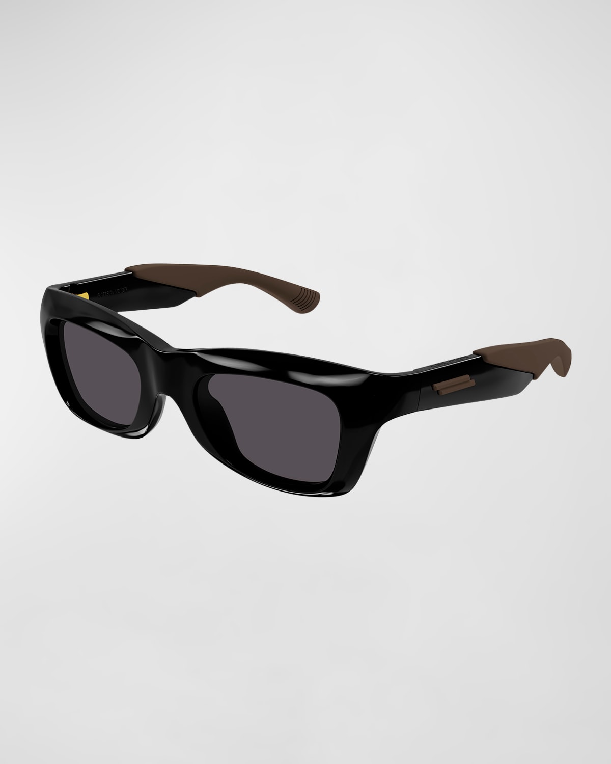 Bottega Veneta Men's Molded Plastic Rectangle Sunglasses In Shiny Black