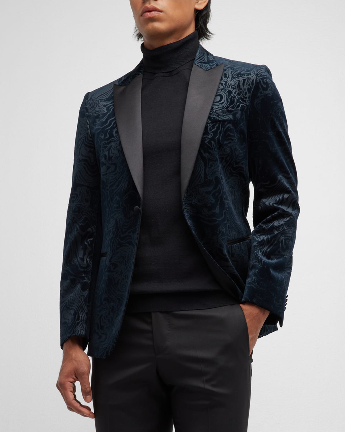 Hugo Boss Men's Floral Velvet Tuxedo Jacket In Dark Blue ModeSens