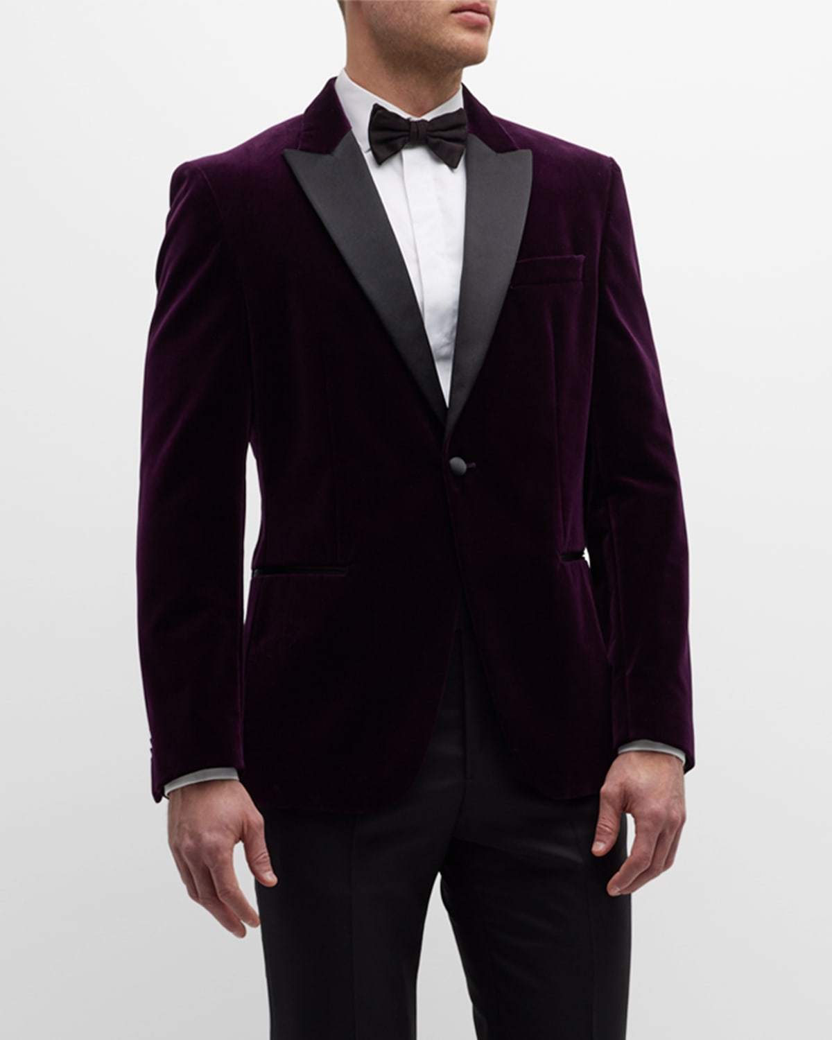 Hugo Boss Slim-fit Tuxedo Jacket In Pure-cotton Velvet In Dk Prple