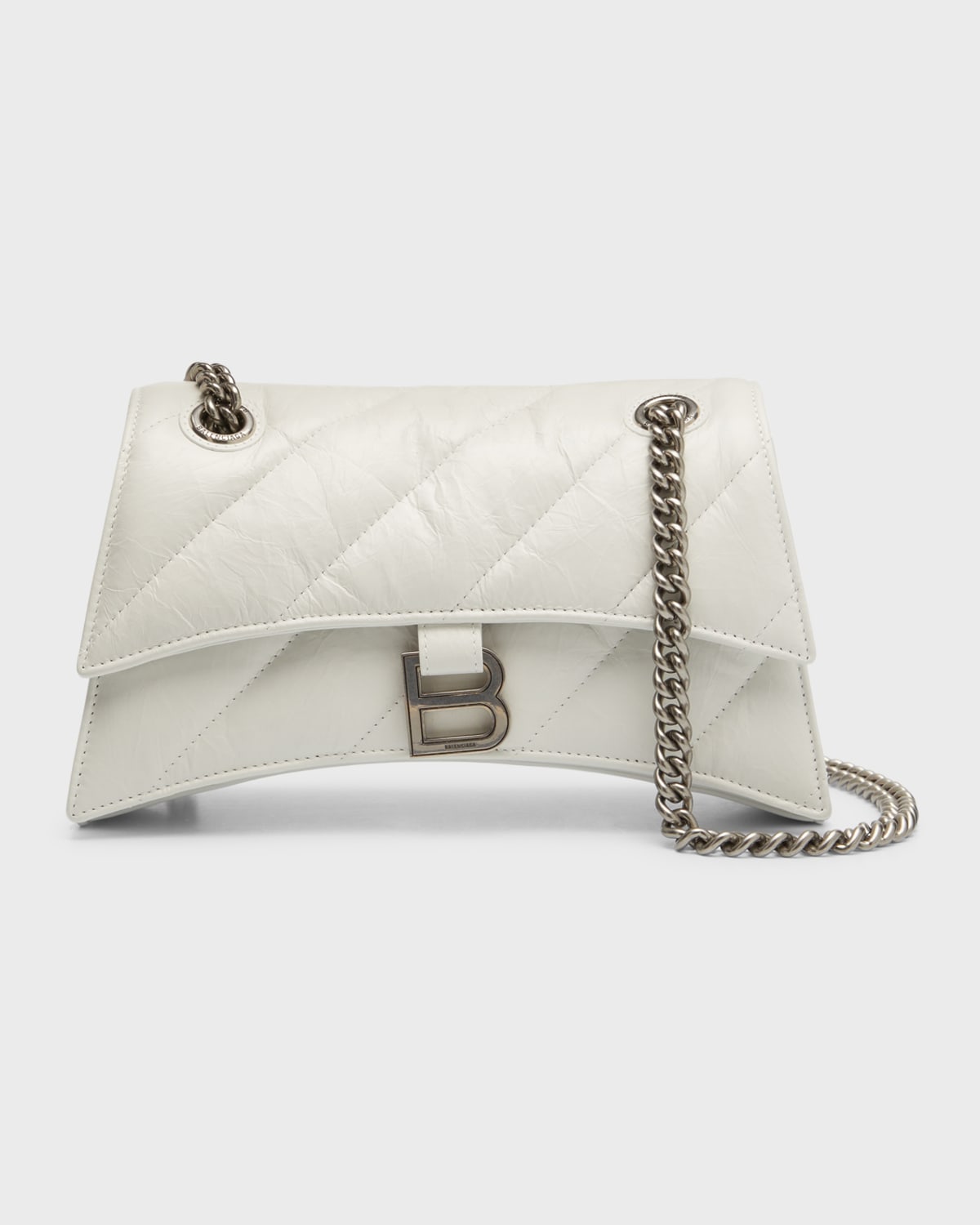 Balenciaga Crush Small Quilted Chain Shoulder Bag In 9001 Optic White