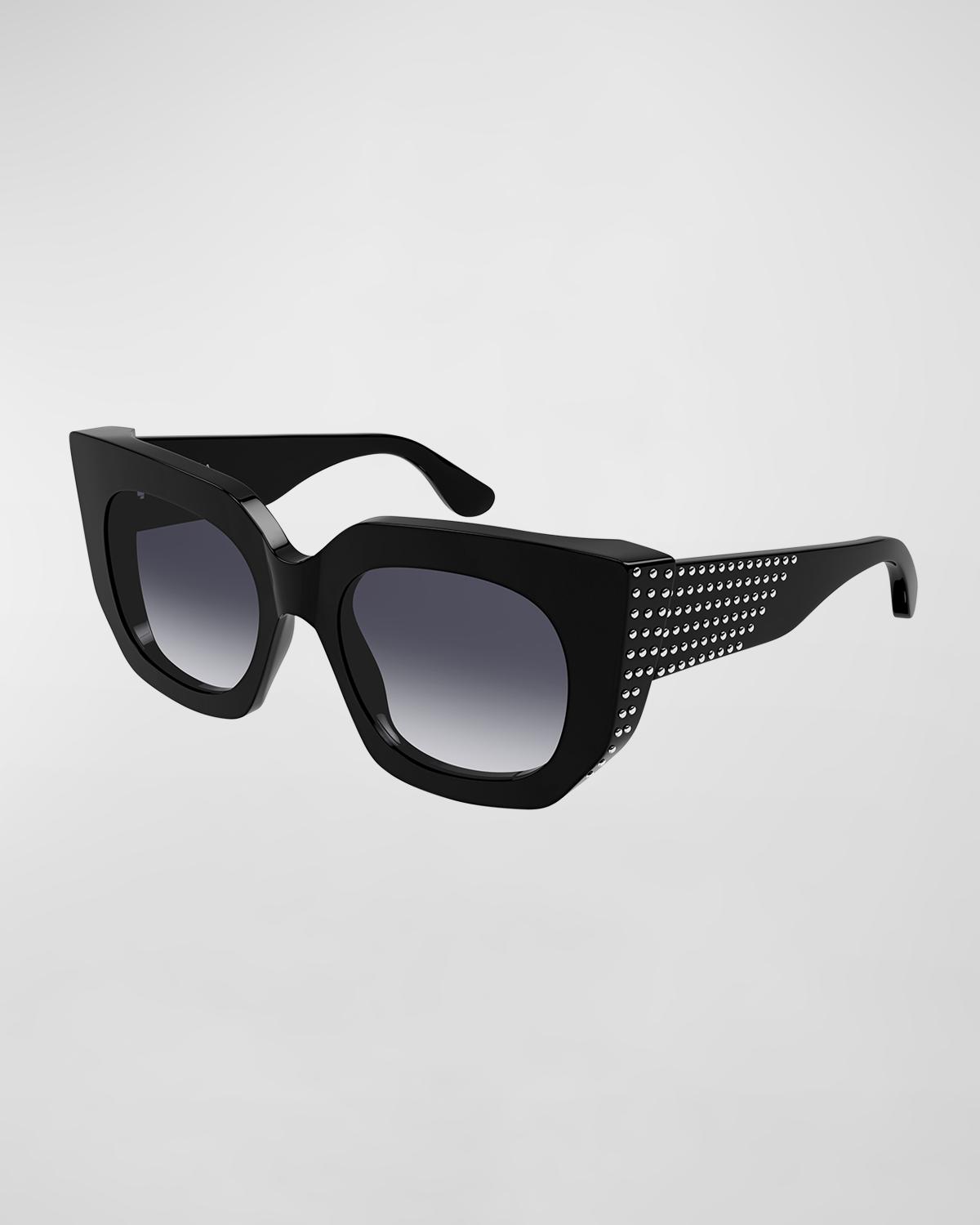 Alaïa Embellished Rectangle Acetate Sunglasses In Black
