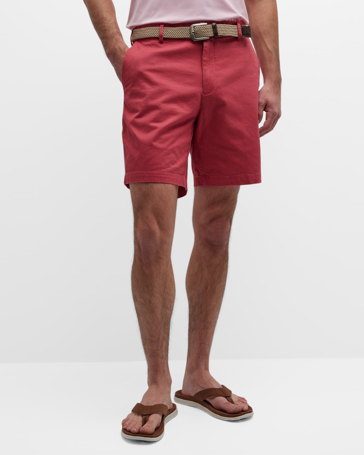 Shop Peter Millar Men's Pilot Flat Front Shorts In Cape Red