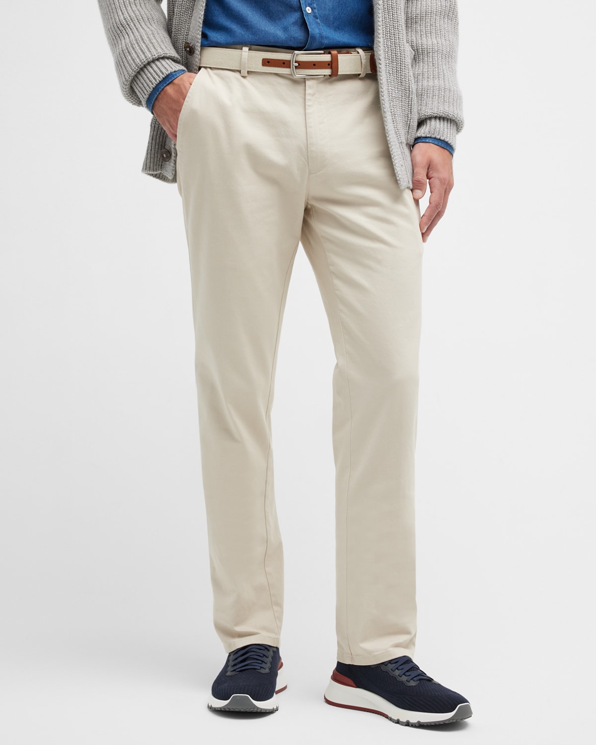 Shop Peter Millar Men's Pilot Flat Front Trousers In Stone