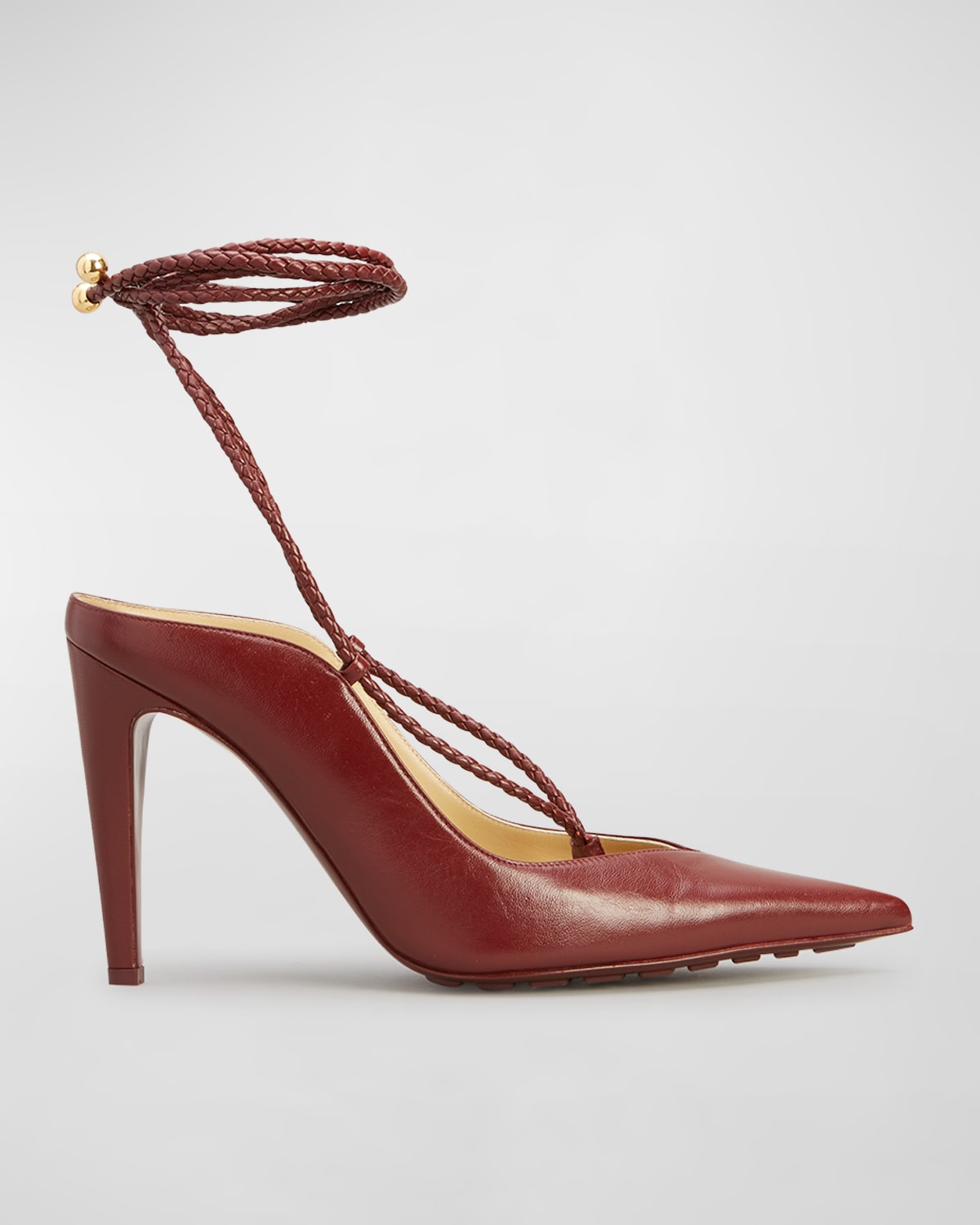 Bottega Veneta Lambskin Ankle-wrap Mules In Cherry