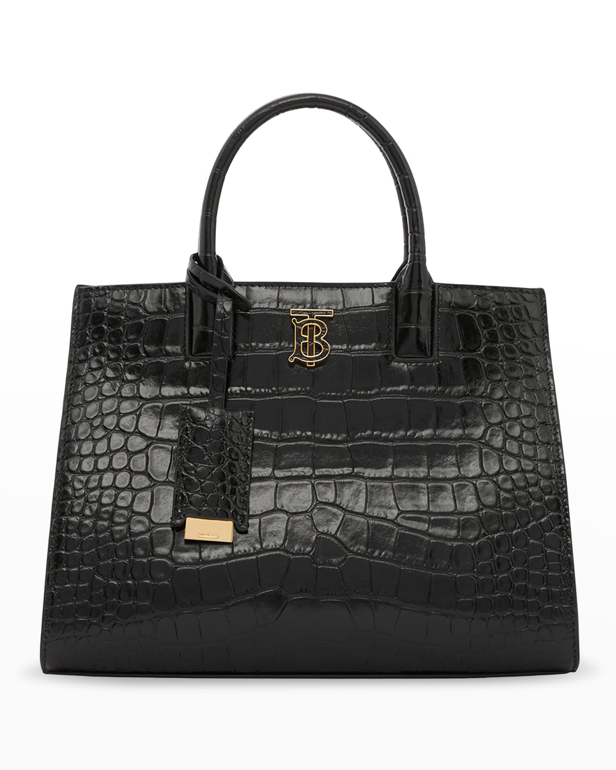 Burberry Frances Croc-Embossed Leather Top-Handle Bag