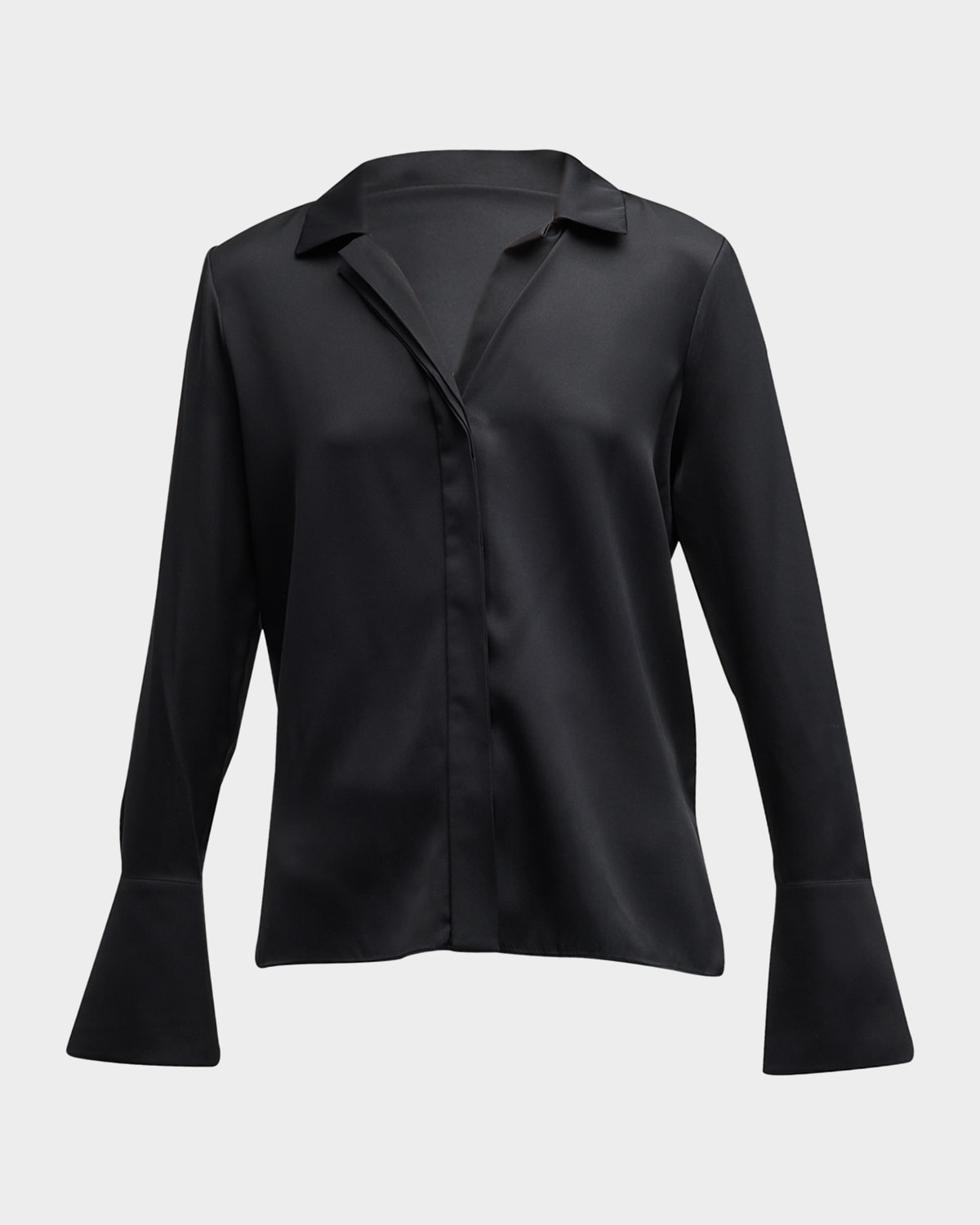 Shop Kobi Halperin Liv Split-cuff Stretch Silk Blouse In Black