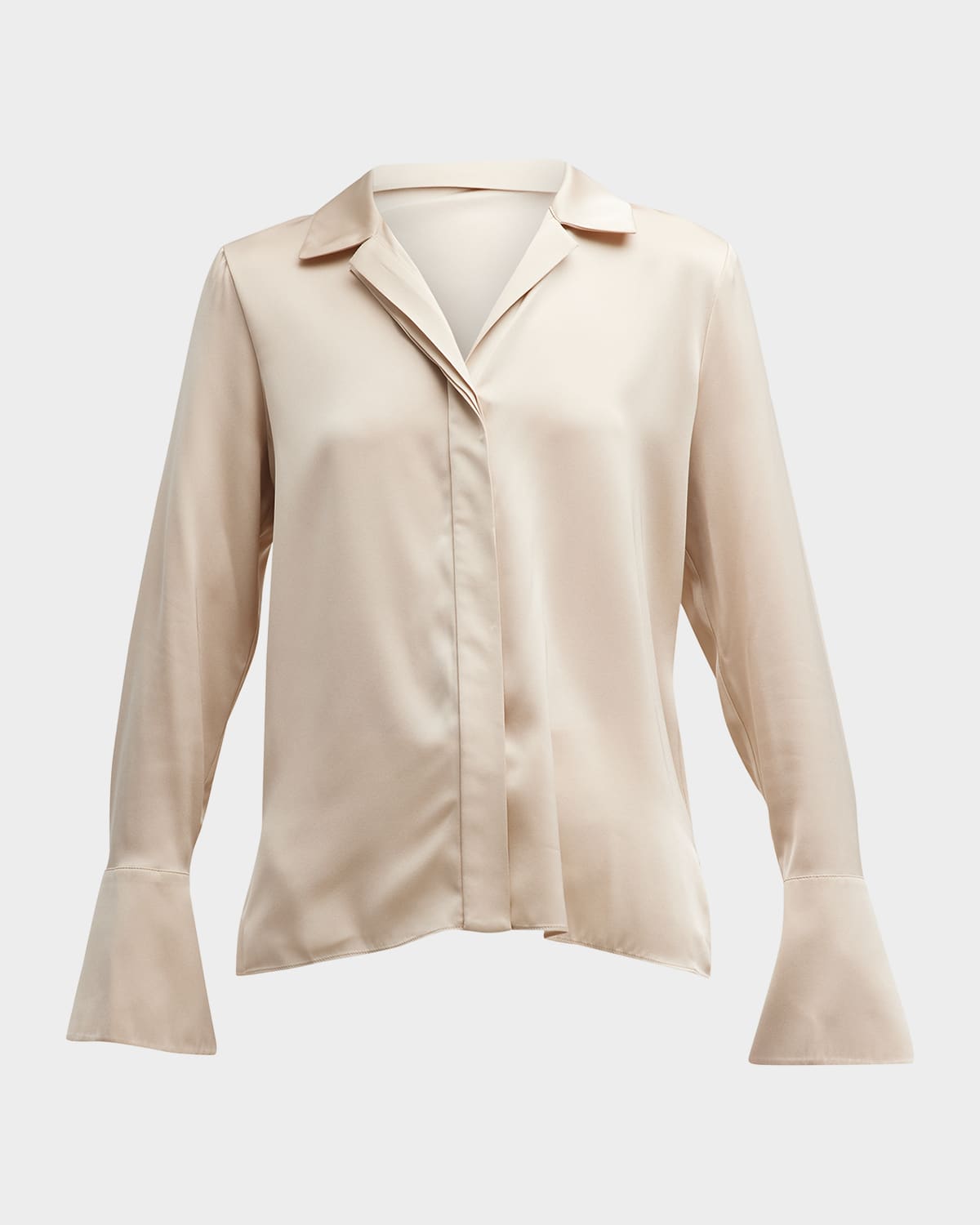 Liv Split-Cuff Stretch Silk Blouse