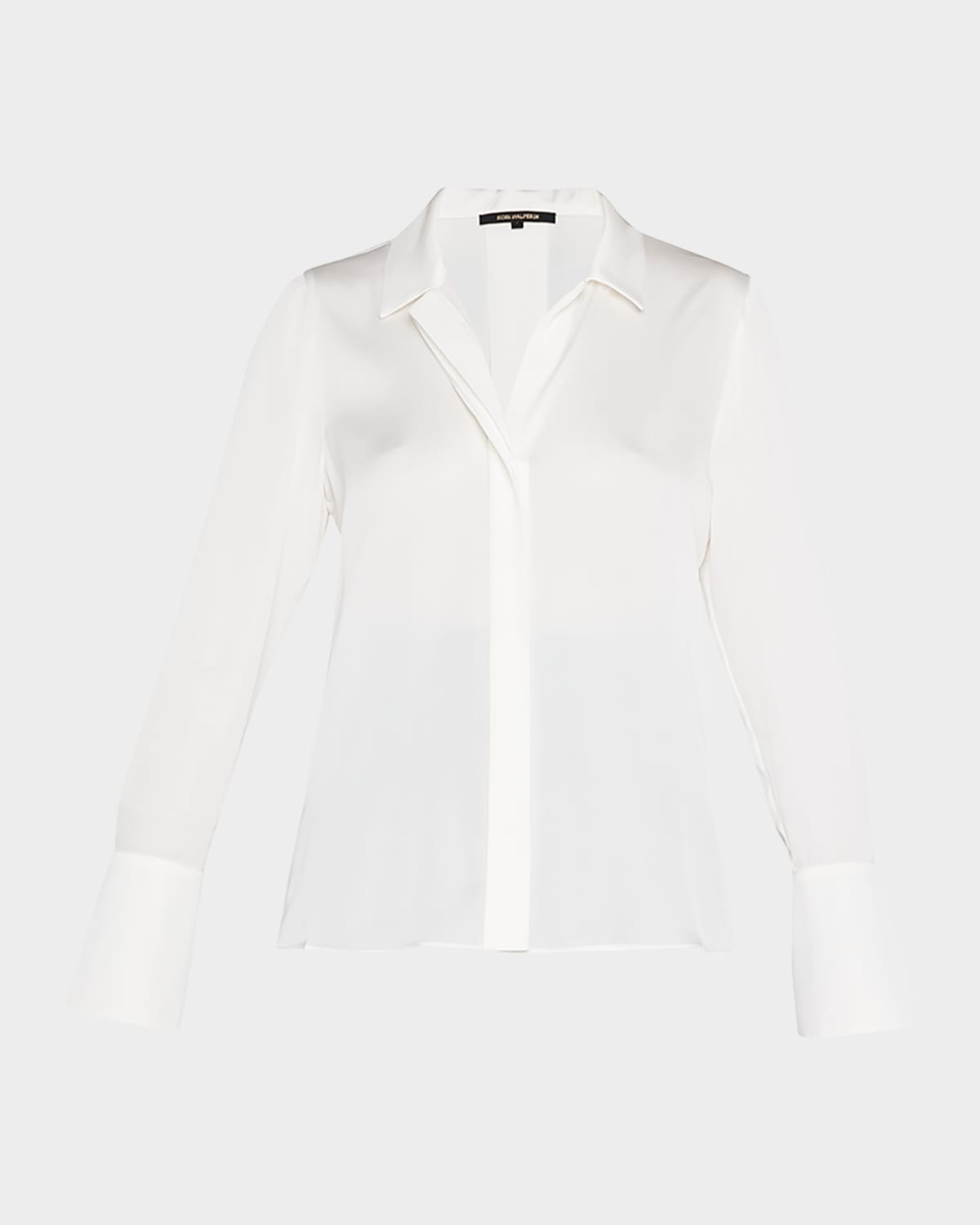 Shop Kobi Halperin Liv Split-cuff Stretch Silk Blouse In Ivory