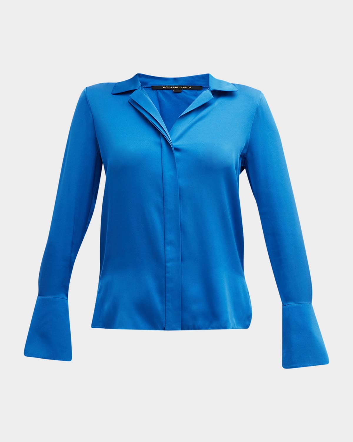 KOBI HALPERIN LIV SPLIT-CUFF STRETCH SILK BLOUSE