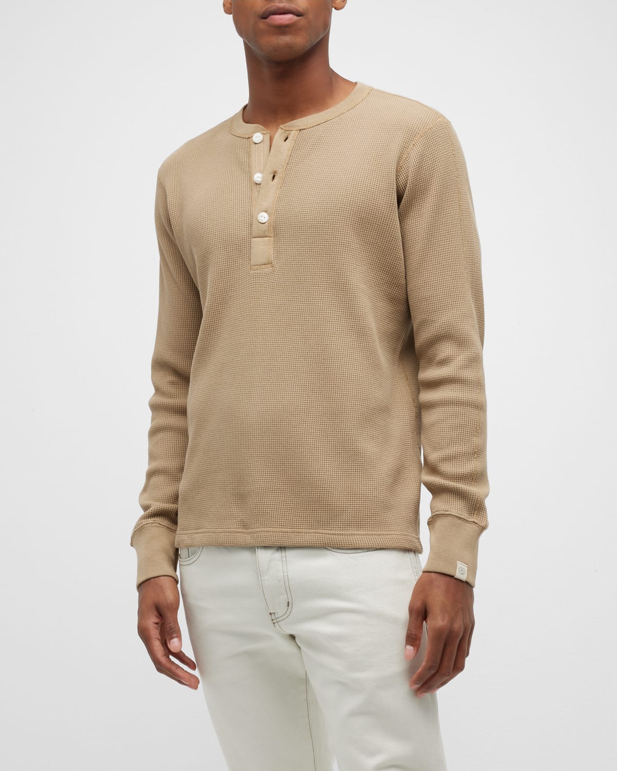 RAG & BONE MEN'S GARMENT-DYED WAFFLE HENLEY SHIRT