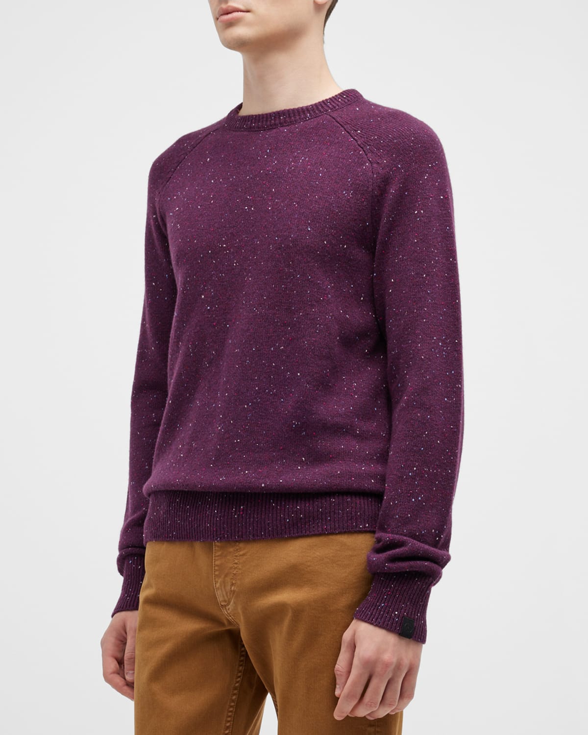 Rag & Bone Men's Harlow Donegal Crew Sweater In Plum Mulit