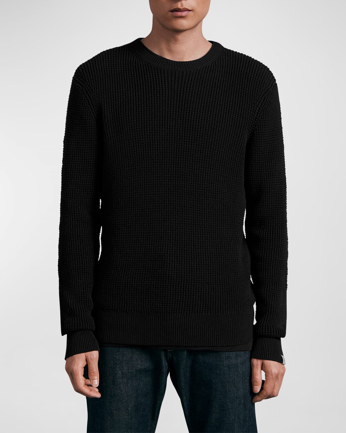 Rag & Bone Icons Dexter Waffle-knit Cotton Sweater In Black