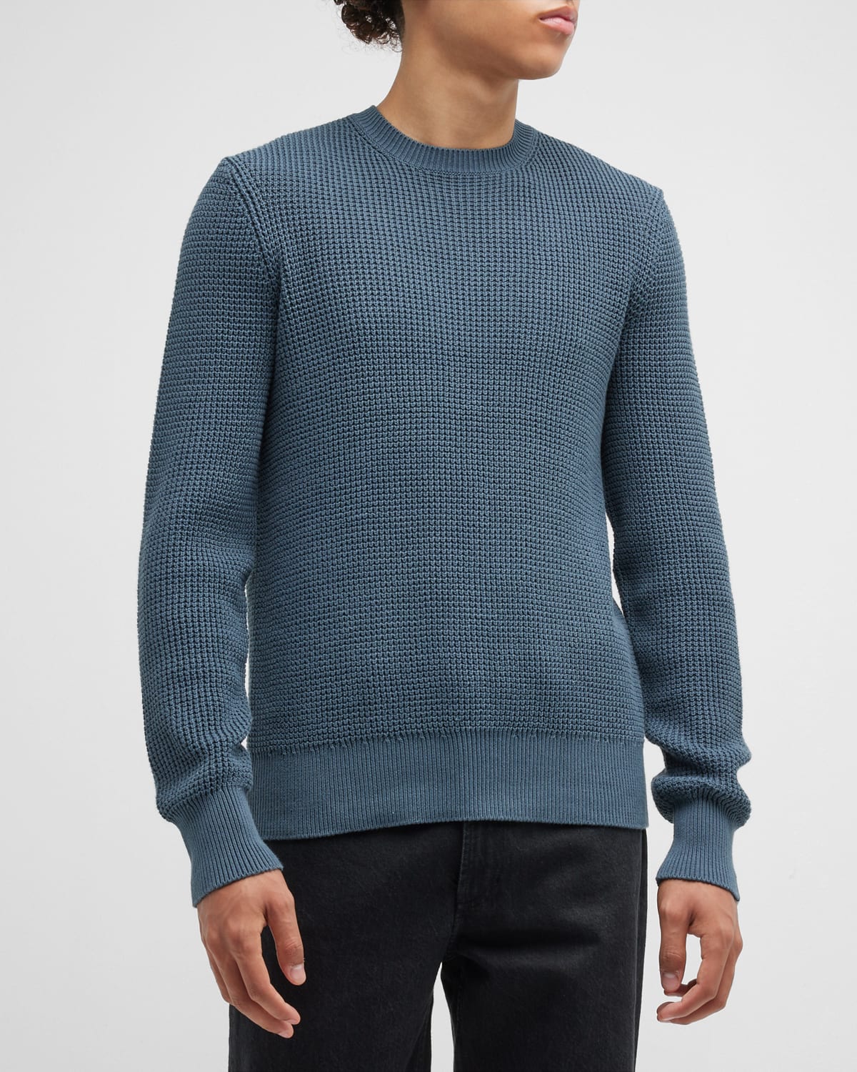Rag & Bone Icons Dexter Waffle Knit Crewneck Cotton Sweater In Slate