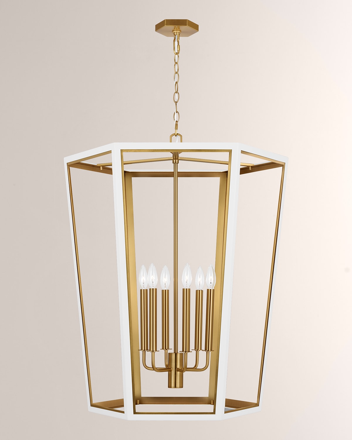 Shop Visual Comfort Studio Curt Large Lantern By Alexa Hampton In Matte White &amp; Burnished Brass