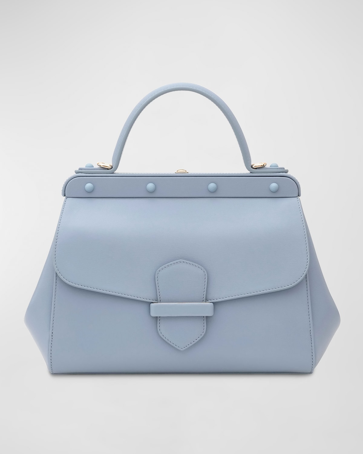 Franzi Margherita Calf Leather Crossbody Bag In Light Denim Blue