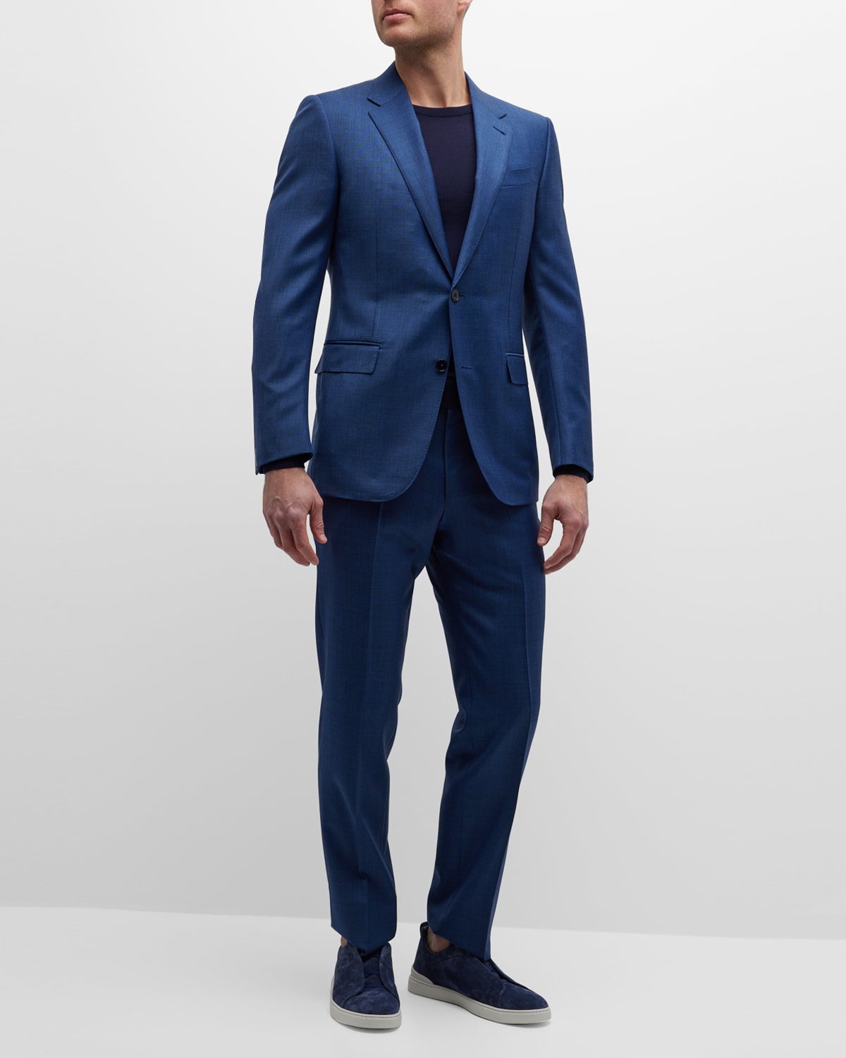 Zegna Men's Solid Wool Classic-fit Suit In Navy Solid