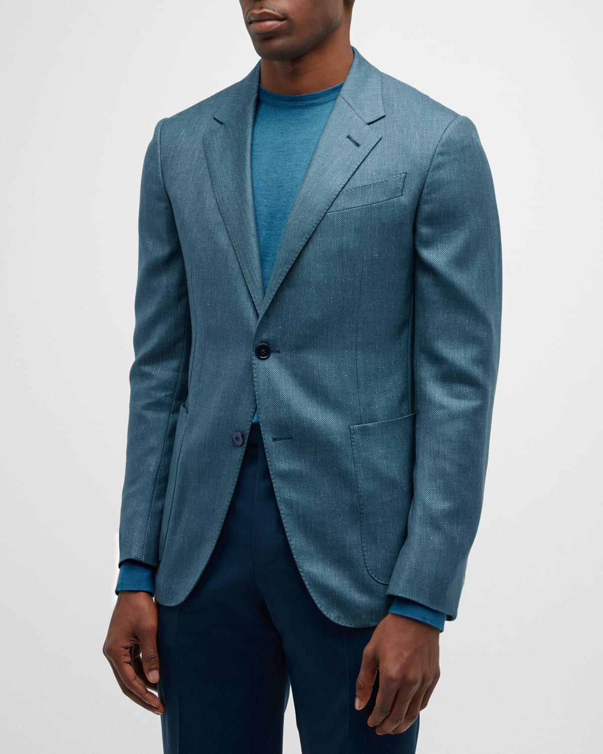 Zegna Men's Solid Cashmere-blend Twill Blazer In Navy Solid