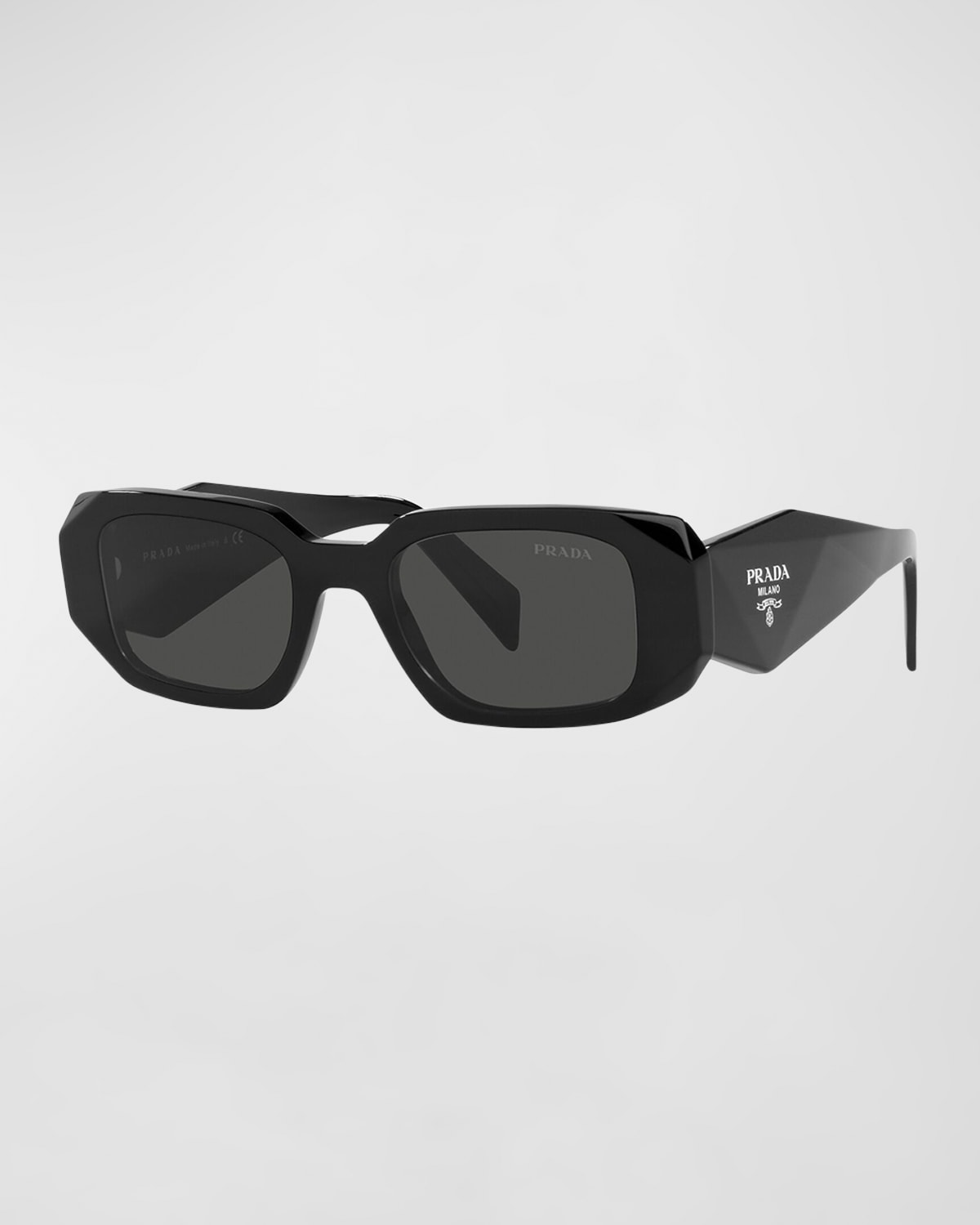 Prada Men's Geometric Rectangle Acetate Sunglasses In Black