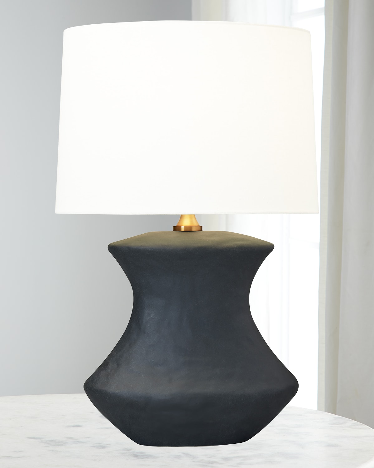 Shop Visual Comfort Studio Bone Table Lamp By Hable In Rough Black Ceramic