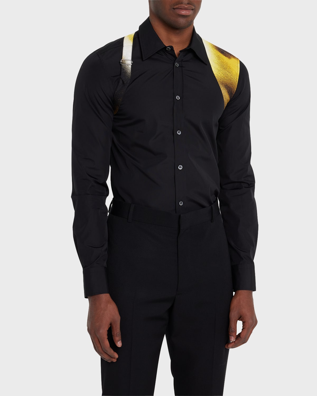 Alexander Mcqueen Men's Poplin Abstract-print Harness Sport Shirt